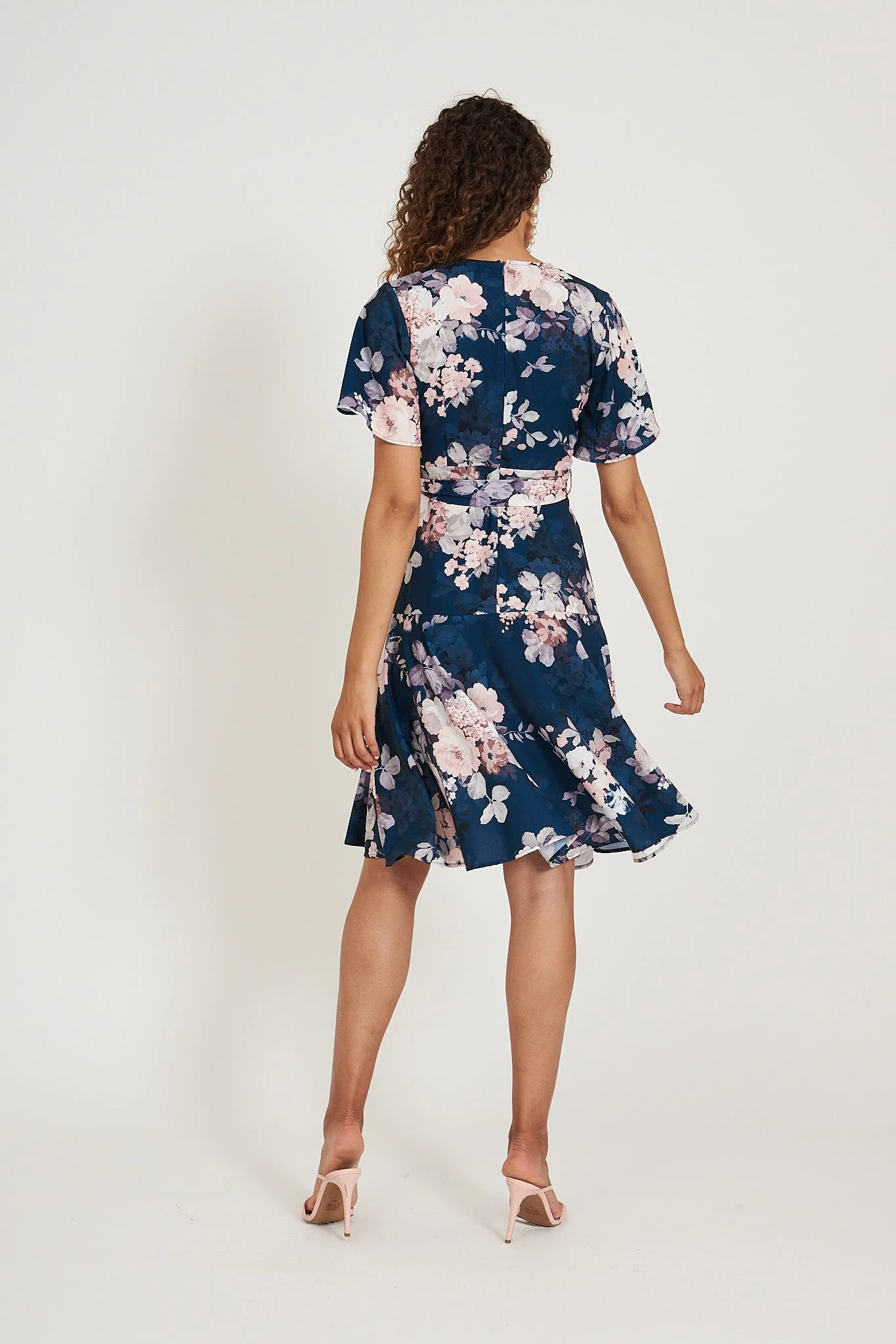 Lacey Wrap Dress In Teal With Blush Floral - Image 7