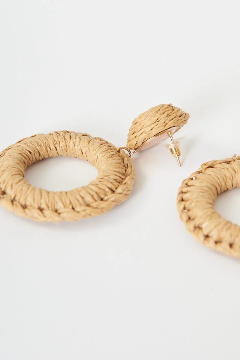 Lalla Drop Earrings In Woven Rattan - Image 4