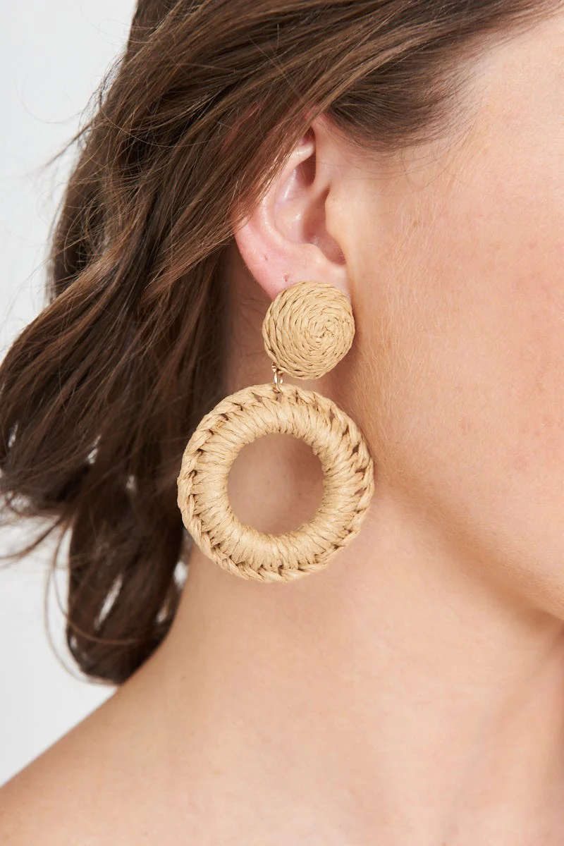 Lalla Drop Earrings In Woven Rattan - Image 6