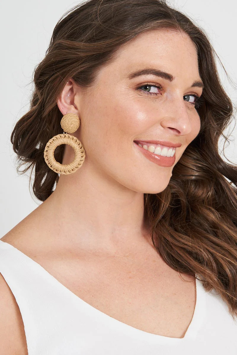 Lalla Drop Earrings In Woven Rattan - Image 7