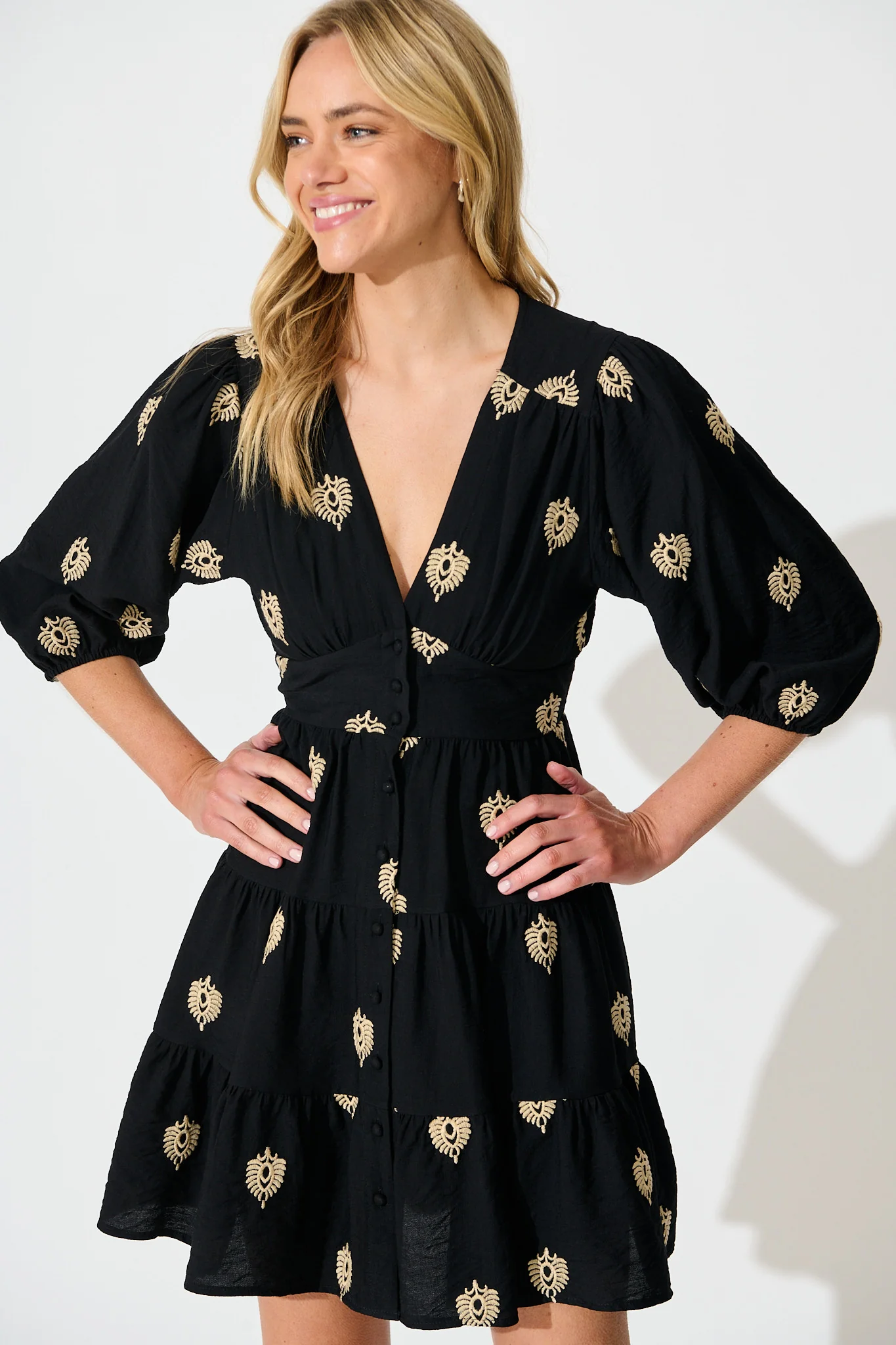 Lanetta Dress in Black Embroidery - Image 2