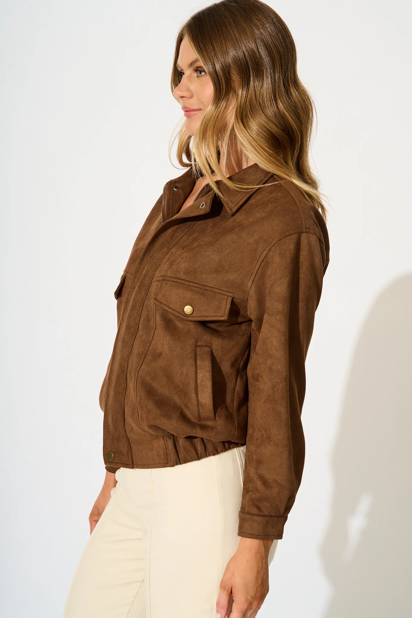 Laney Jacket in Tan Suedette - Image 2