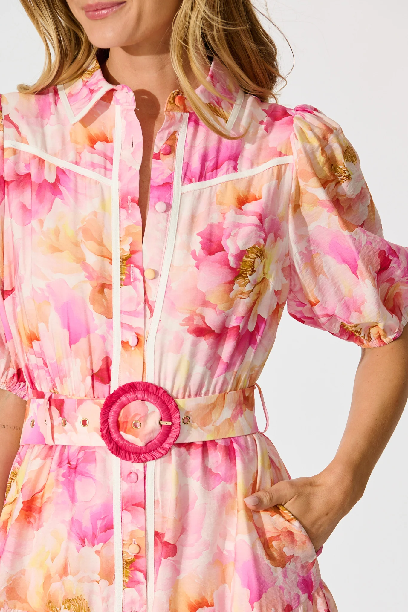 Laoise Shirt Dress in Pink Floral - Image 5