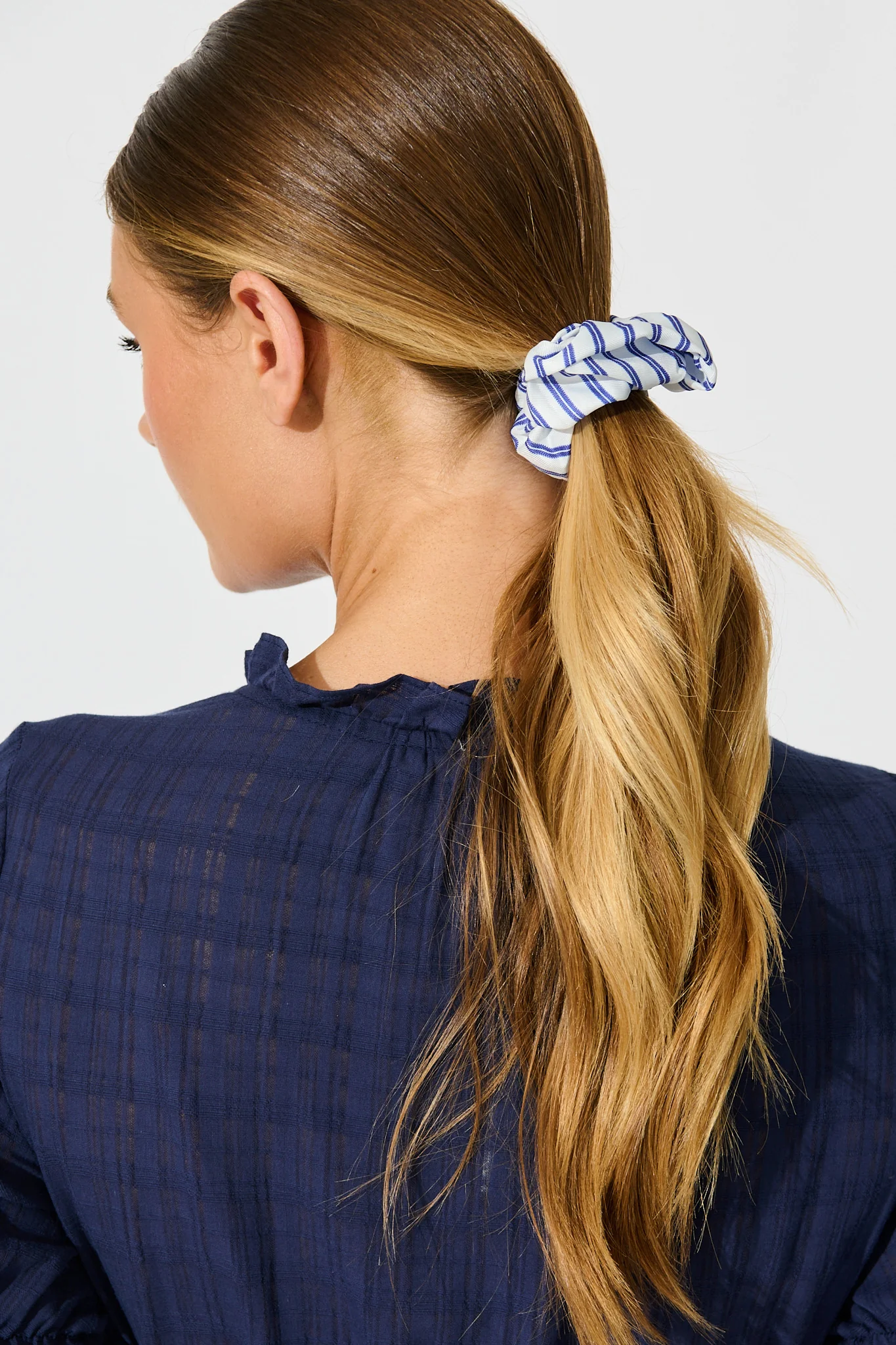 Laurel 3 Pack Scrunchie In Multi Blue Stripe - Image 3