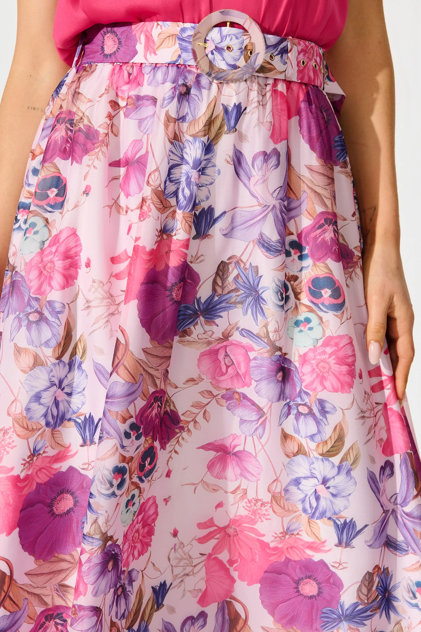 Lavish Luxe Maxi Skirt in Purple Floral Organza - Image 6