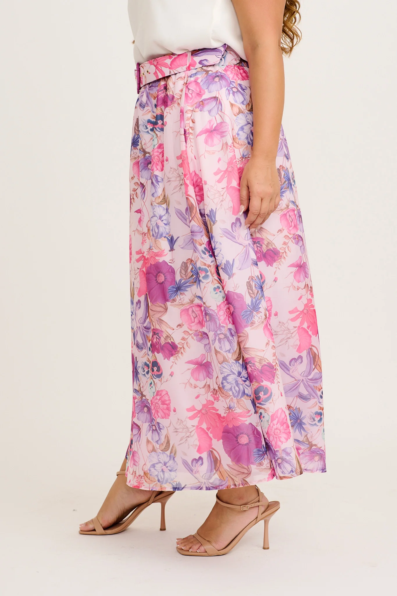 Lavish Luxe Maxi Skirt in Purple Floral Organza - Image 8