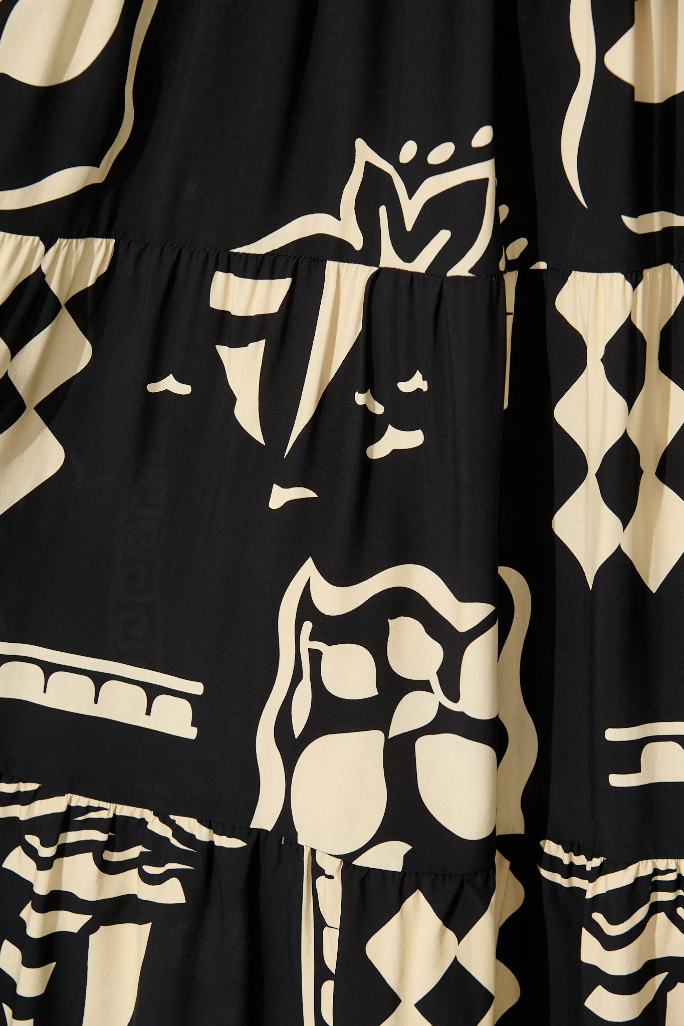Layana Midi Dress in Black with White Print - Image 6