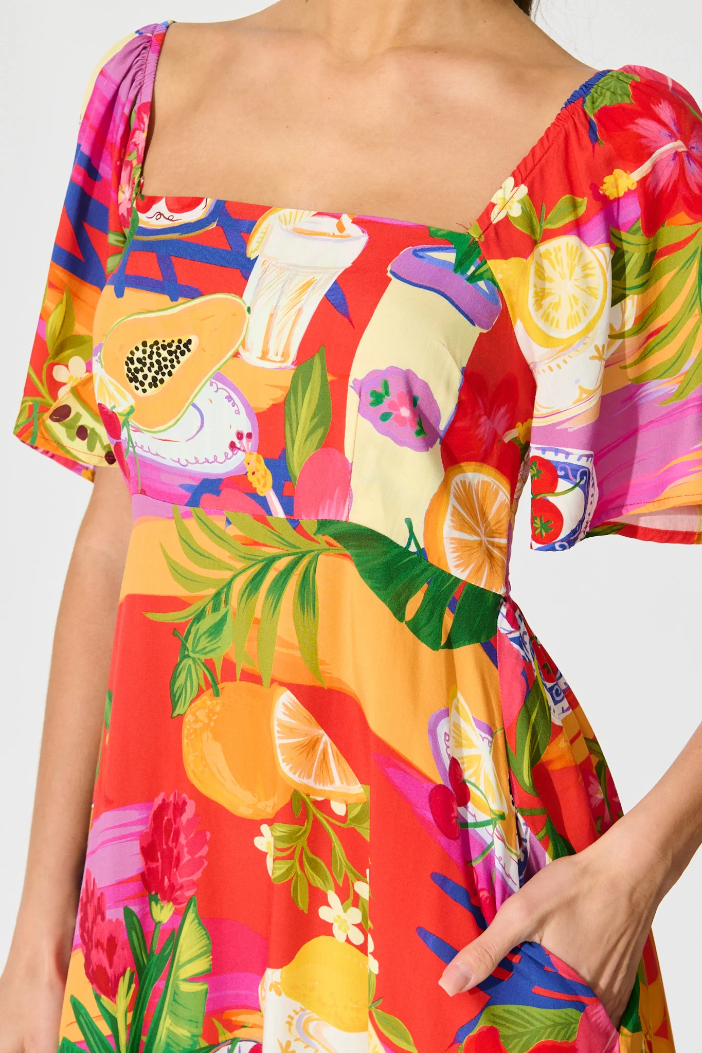 lazure Midi Dress in Purple Multi Print - Image 5