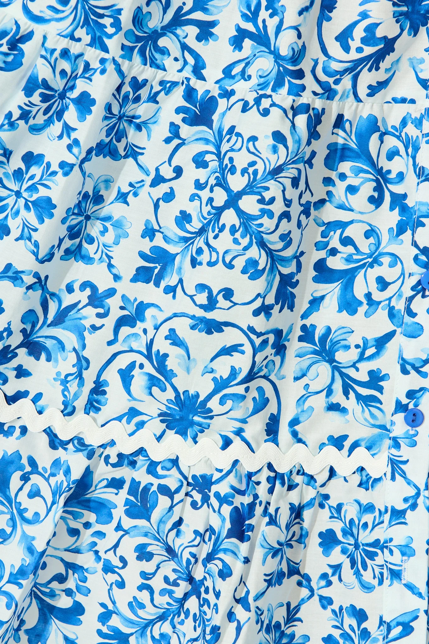 Leera Dress in White with Blue Cotton - Image 6