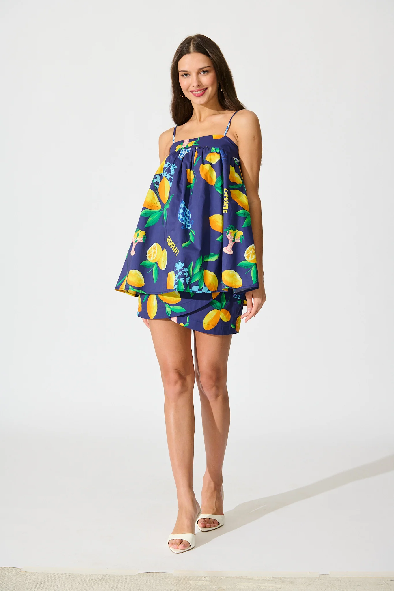 Lemon Zest Top in Navy with Lemon Print Cotton - Image 4