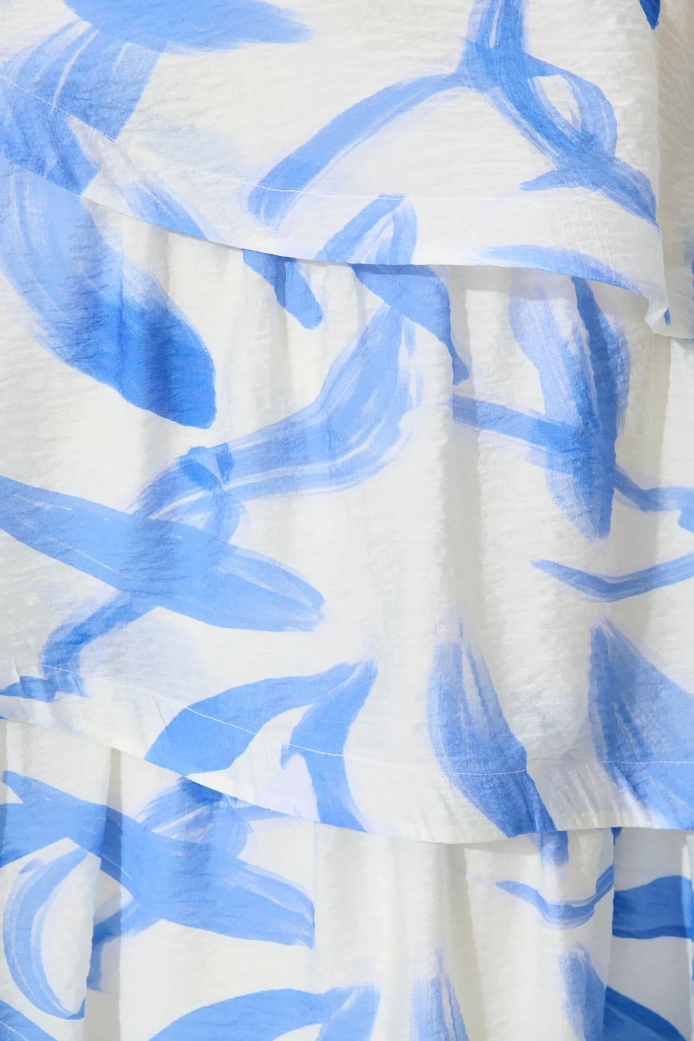Lena One Shoulder Maxi Dress in White with Blue Organza - Image 10