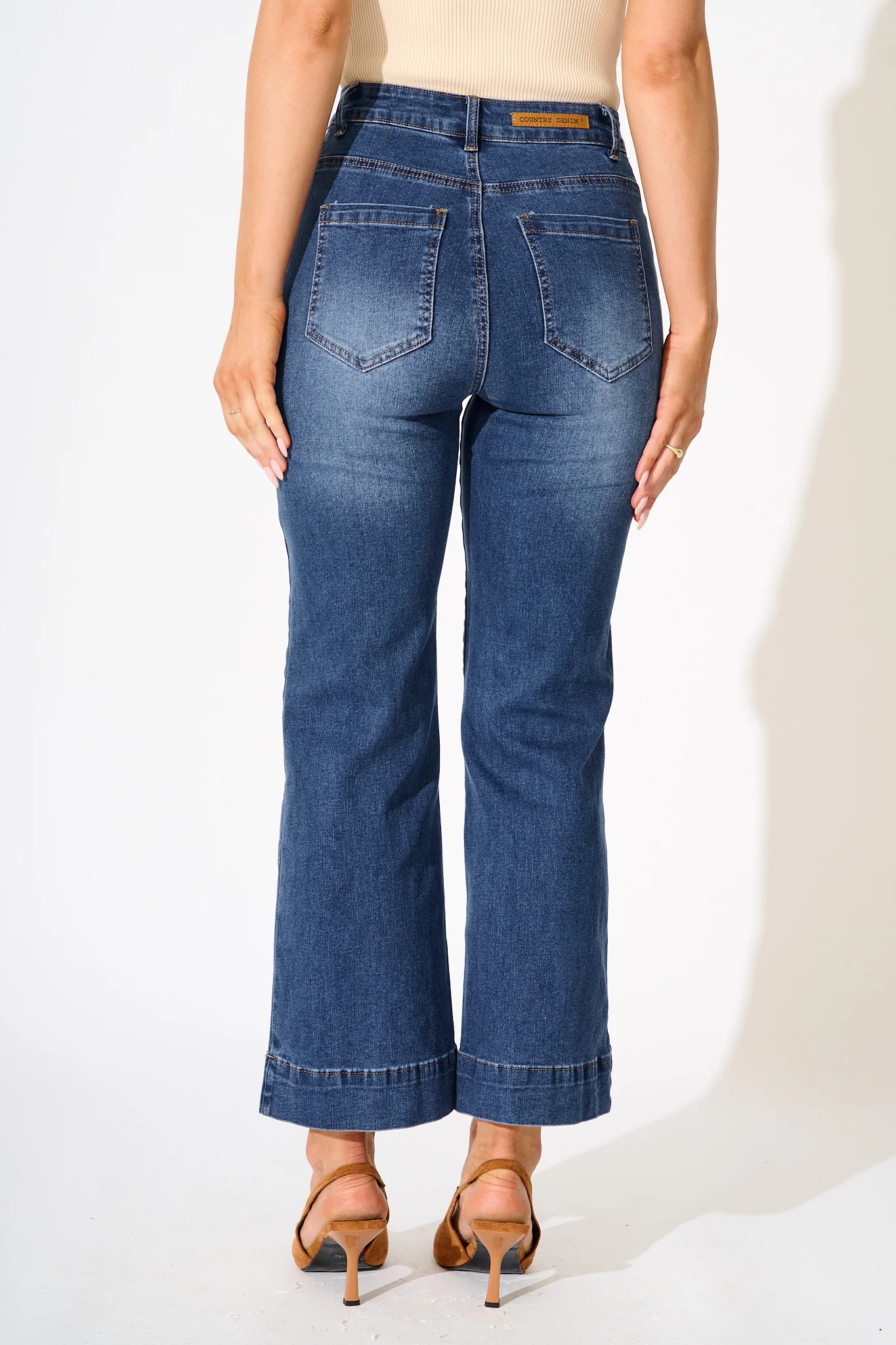 Leonie High Rise Straight Leg Jean in Mid Blue Denim - Image 3