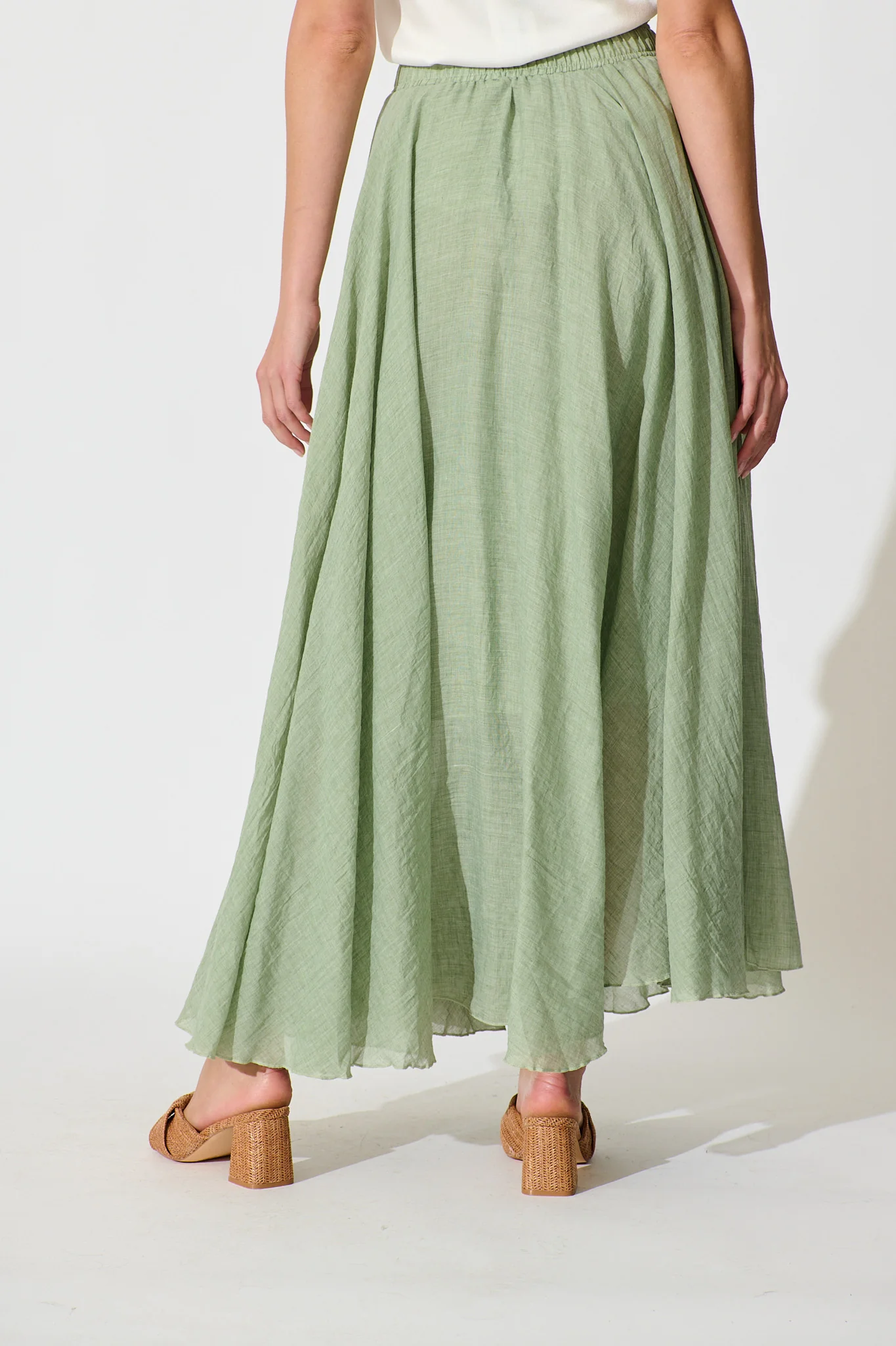 Leora Maxi Skirt in Sage Cotton - Image 3