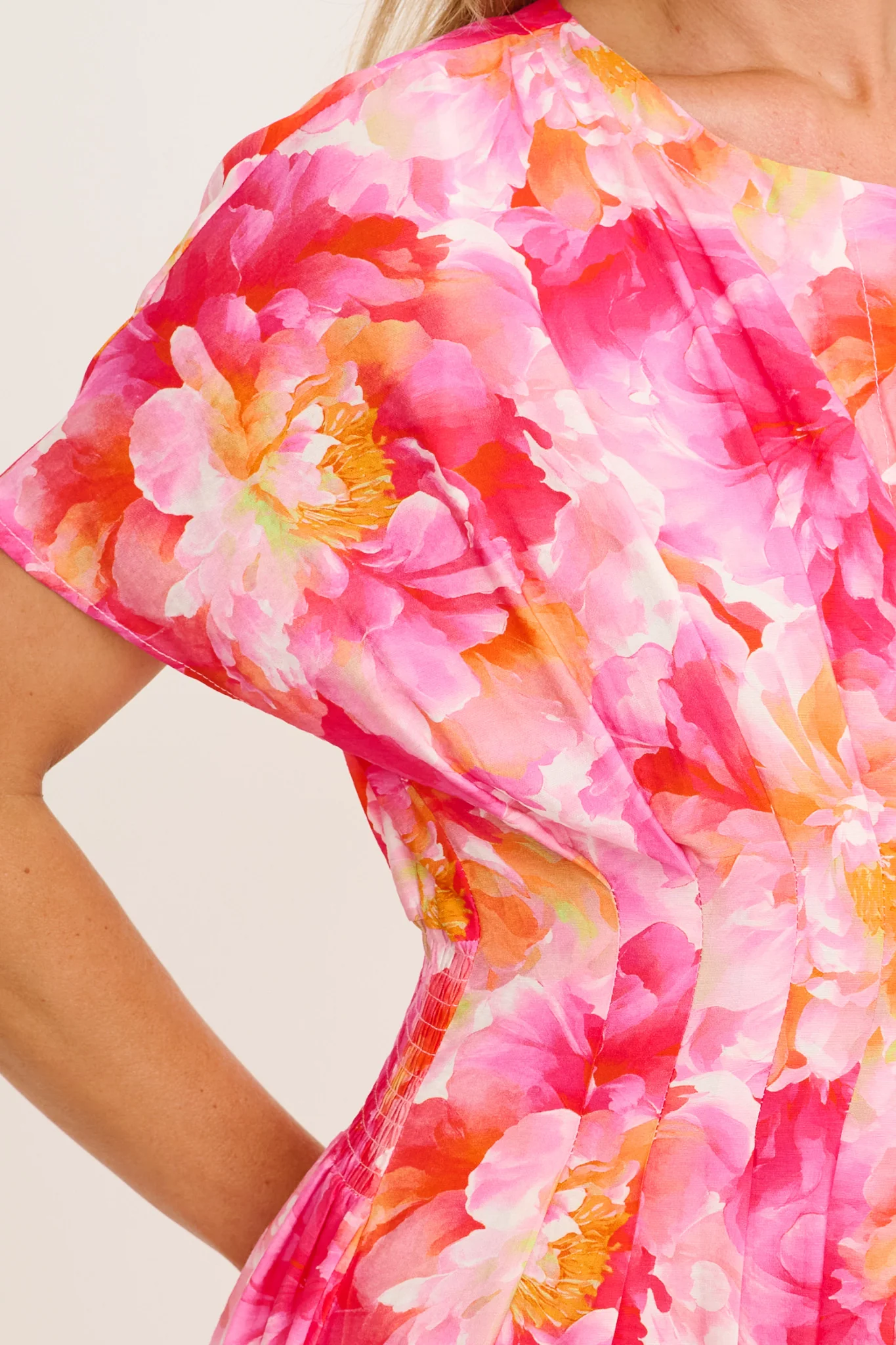 Level Up Midi Dress in Multi Pink Floral - Image 5