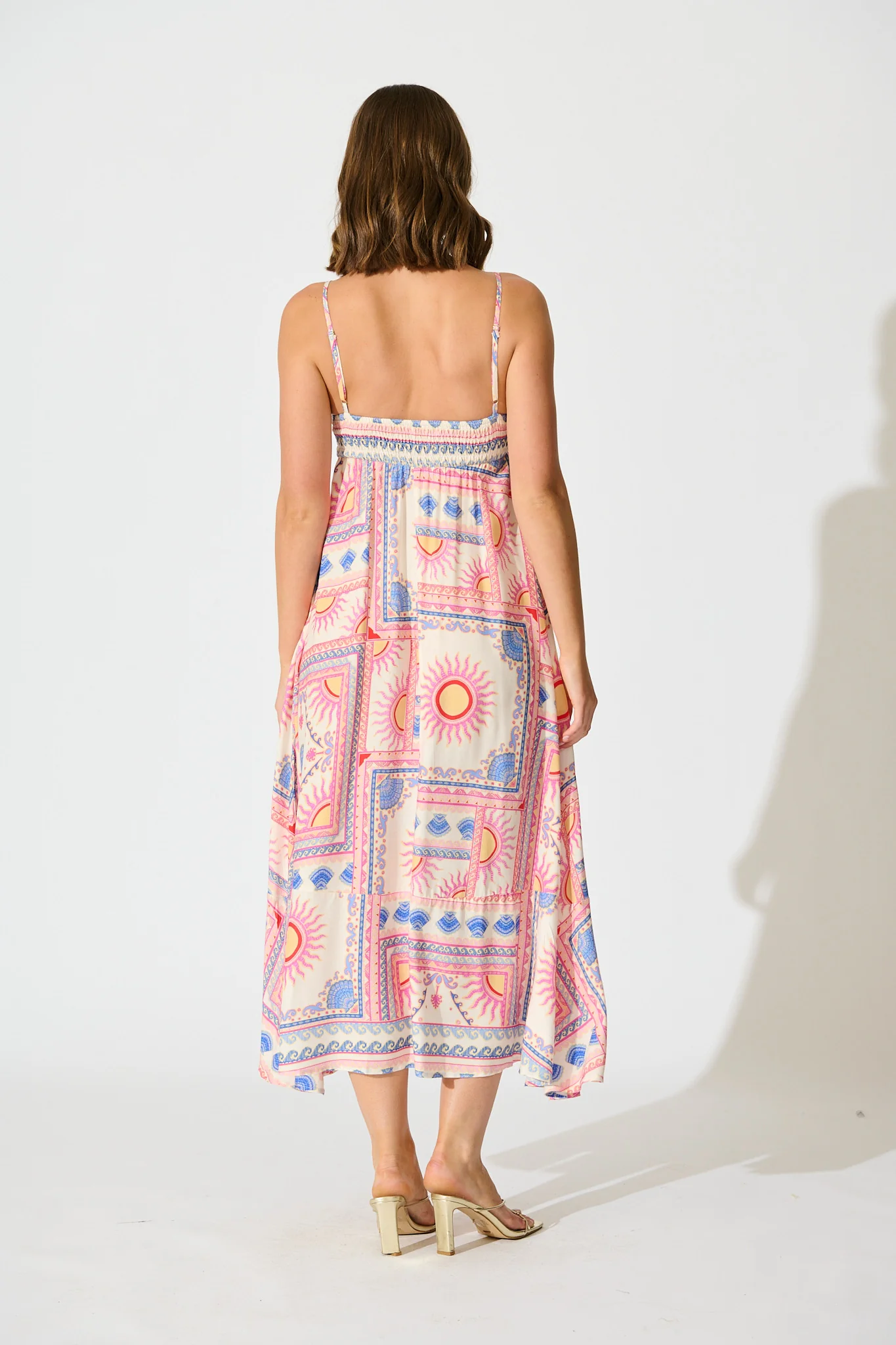 Leya Midi Sundress in Pink Tile Print - Image 4