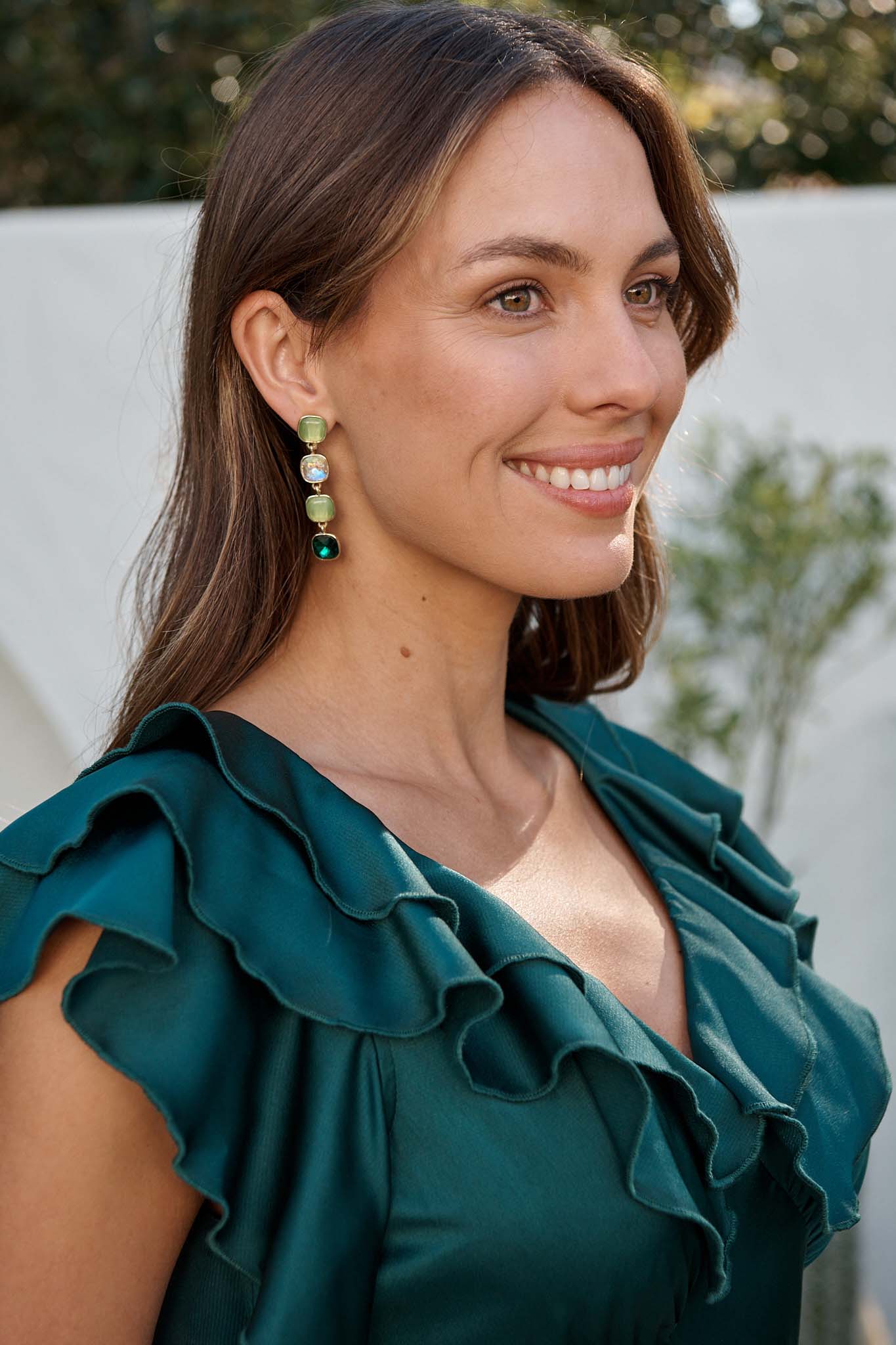 Liana Drop Earrings In Multi Emerald - Image 2