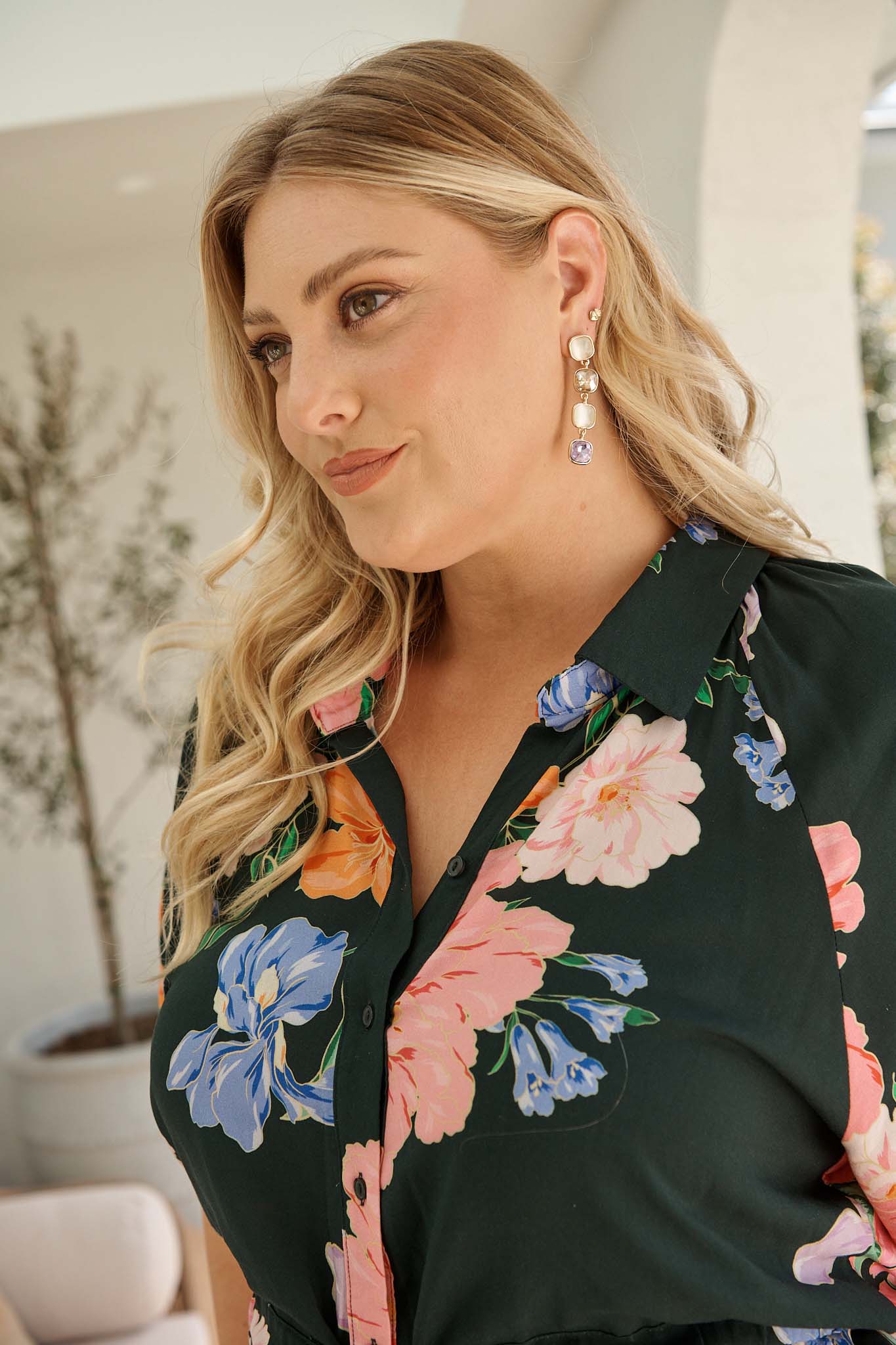 Liana Drop Earrings In Multi Gold - Image 2