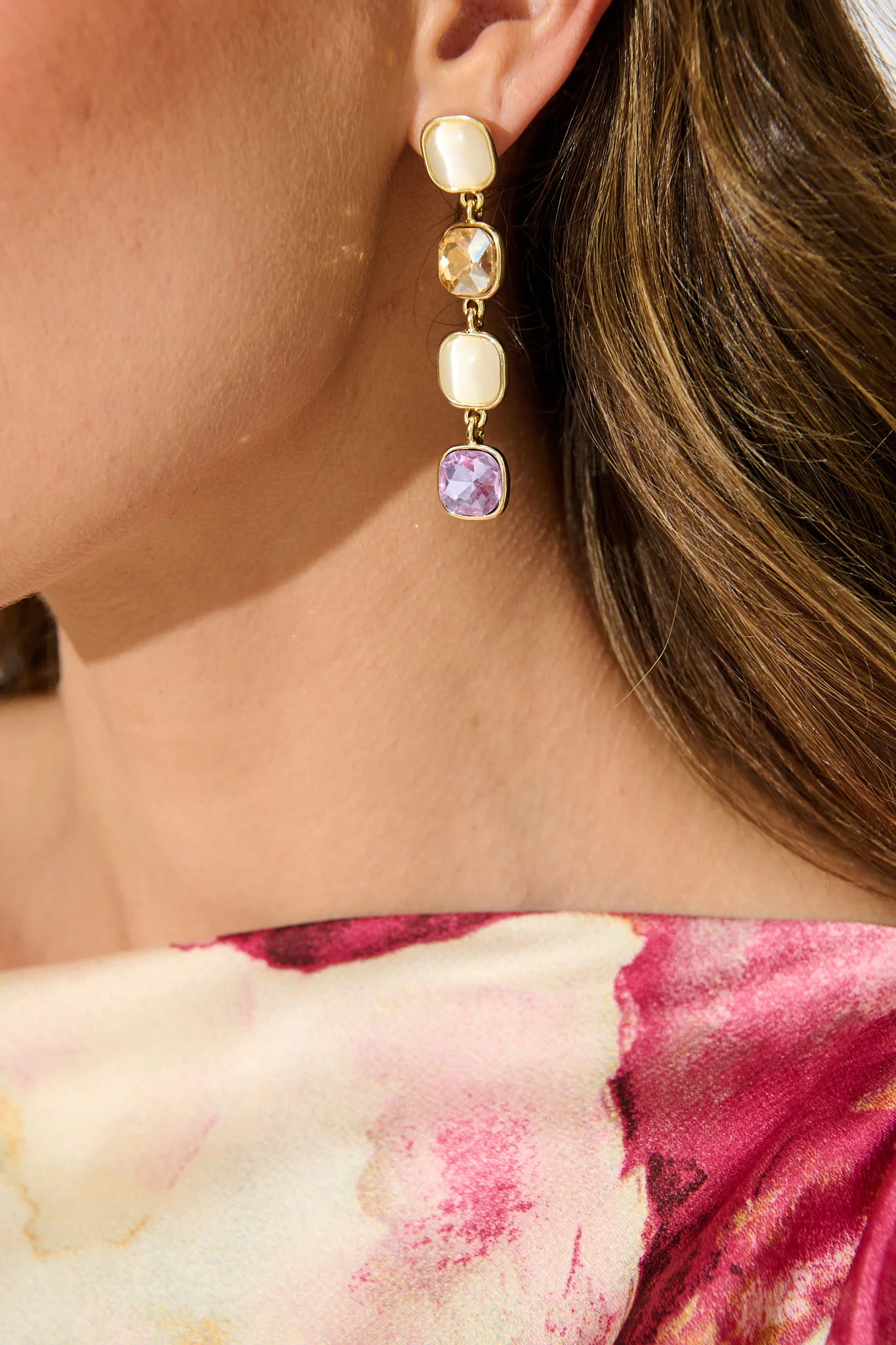 Liana Drop Earrings In Multi Gold - Image 5