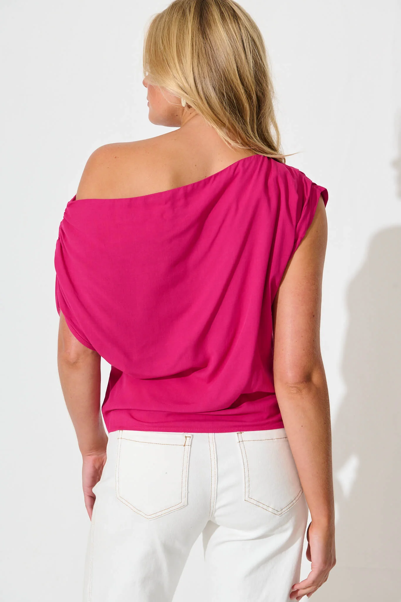 Liana Off Shoulder Top in Hot Pink - Image 3