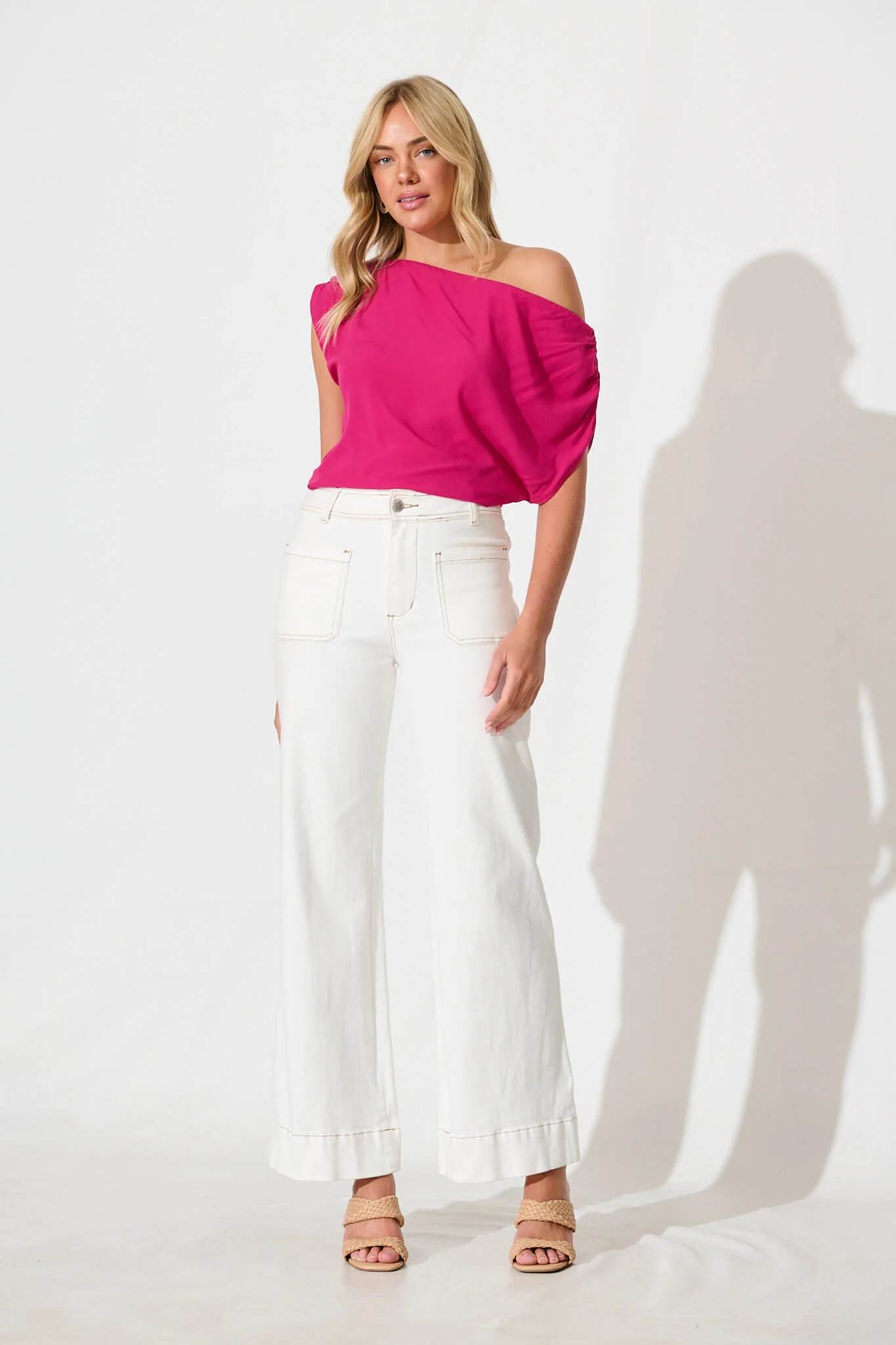 Liana Off Shoulder Top in Hot Pink - Image 4