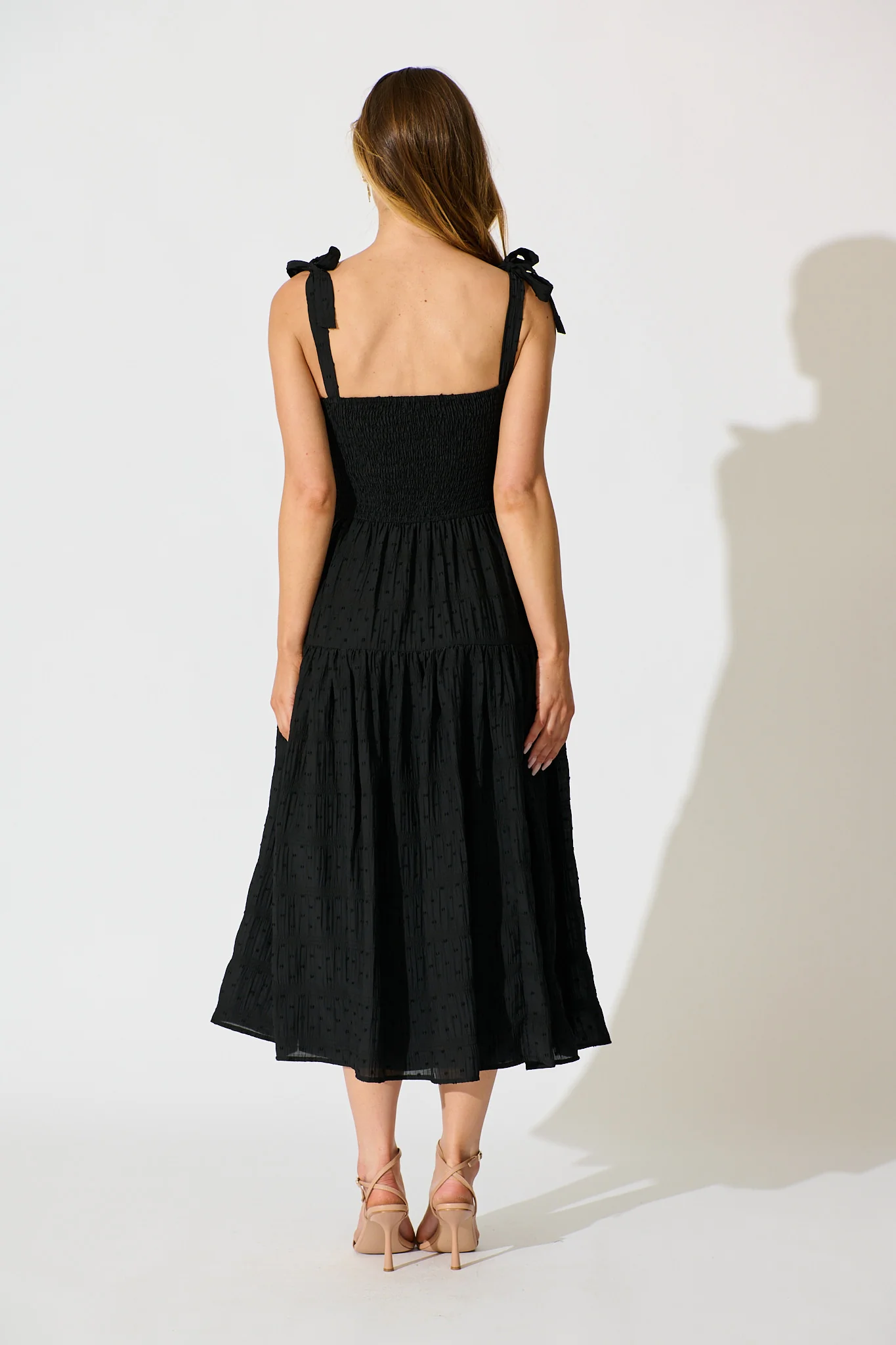 Lila Rea Maxi Sundress in Black Swiss Dot - Image 4