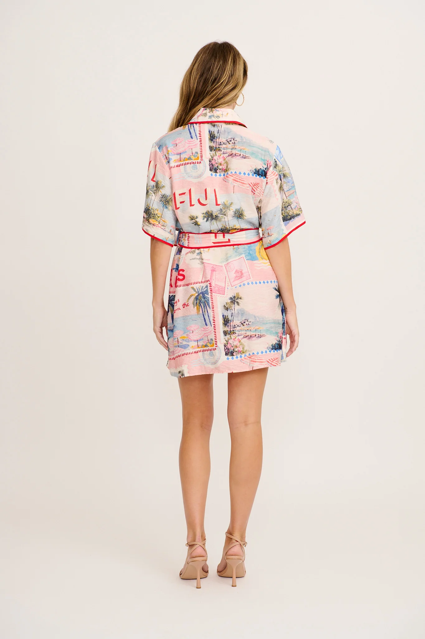 Lila Shirt Dress in Multi Pink Resort Print - Image 4