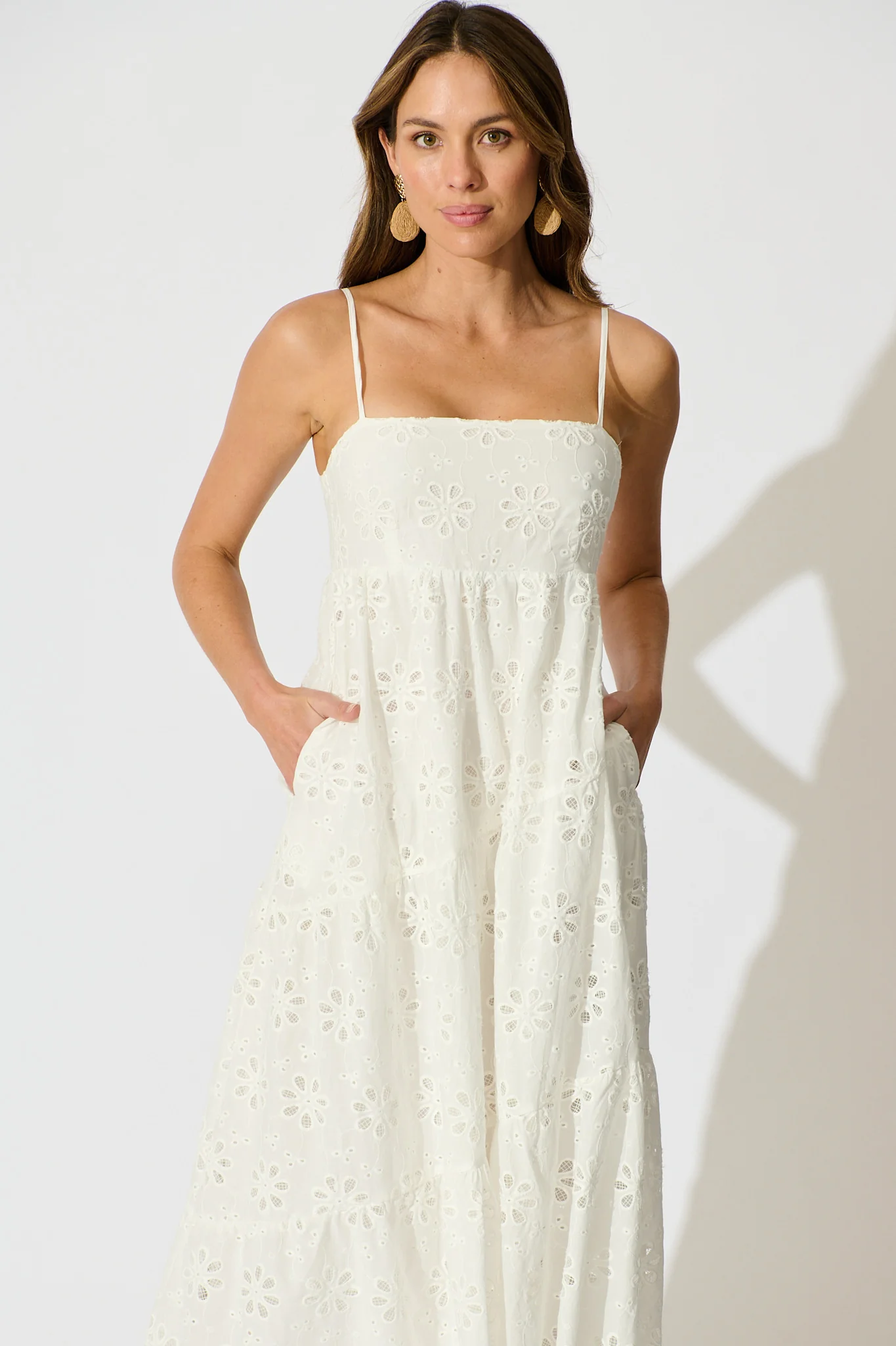 Lily Muse Maxi Sundress in White Embroidery Cotton - Image 2
