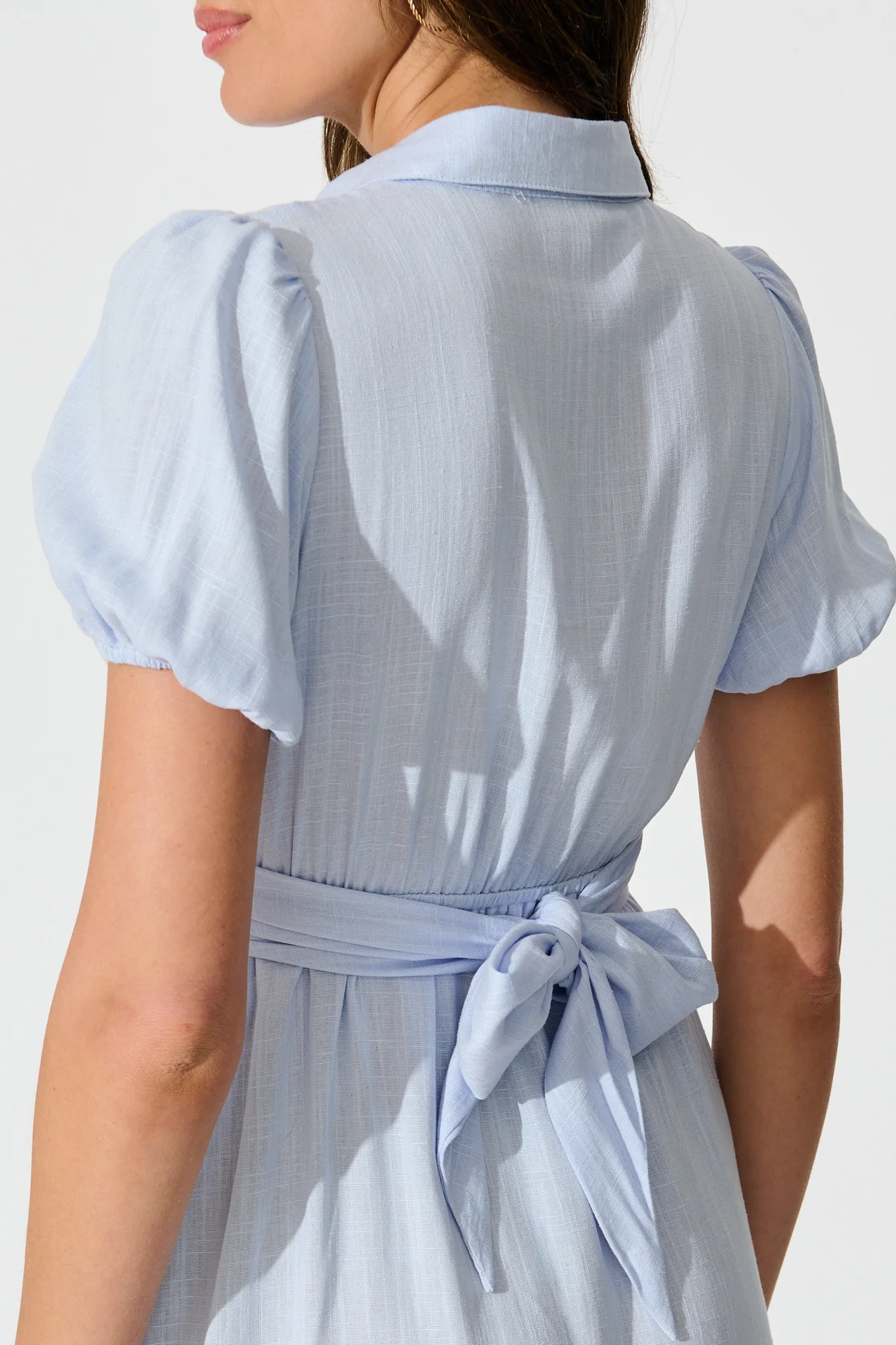 Lioda Midi Shirt Dress in Light Blue Linen Blend - Image 6