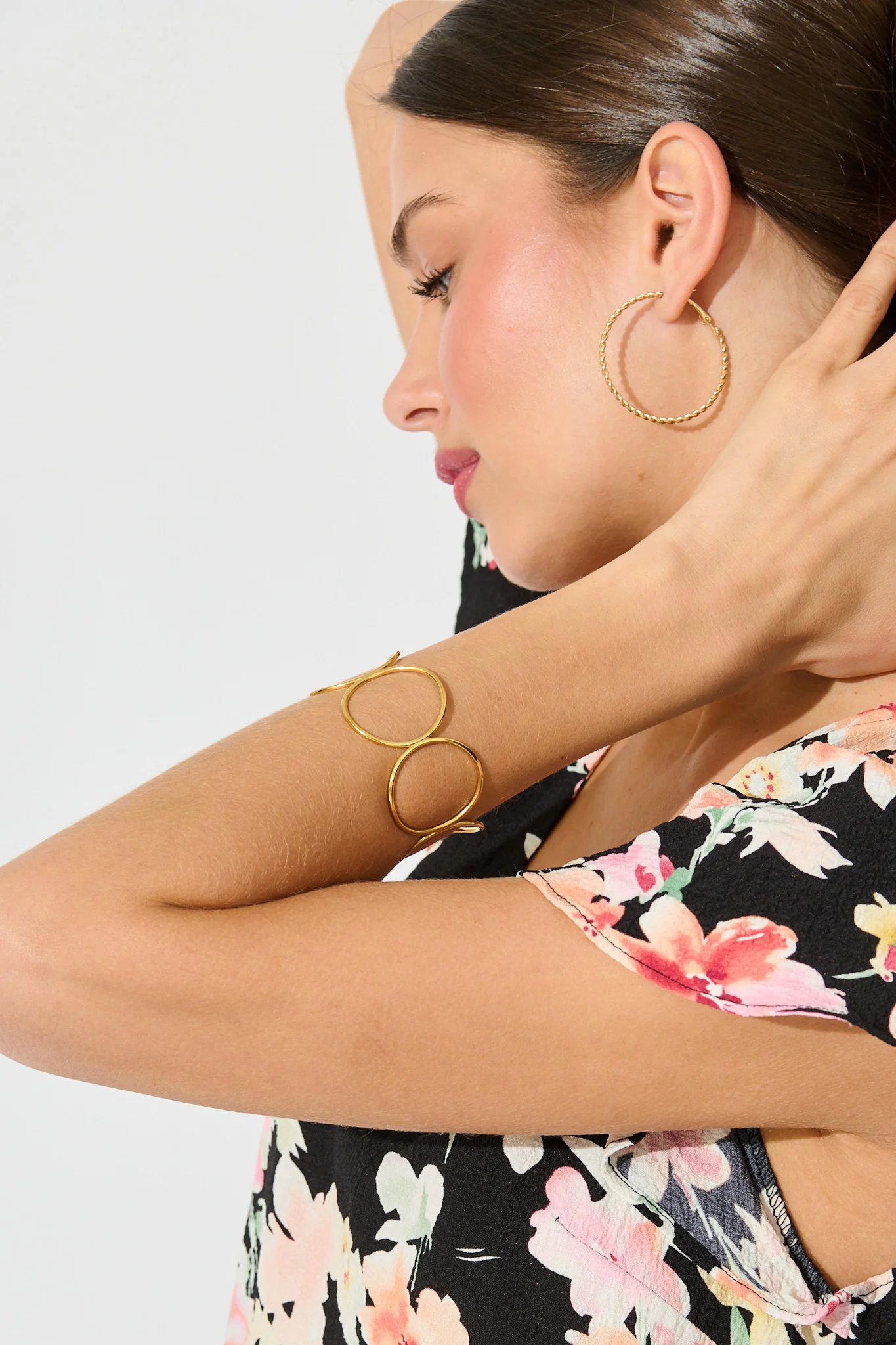 Liora Open Cuff Bangle in Gold - Image 2