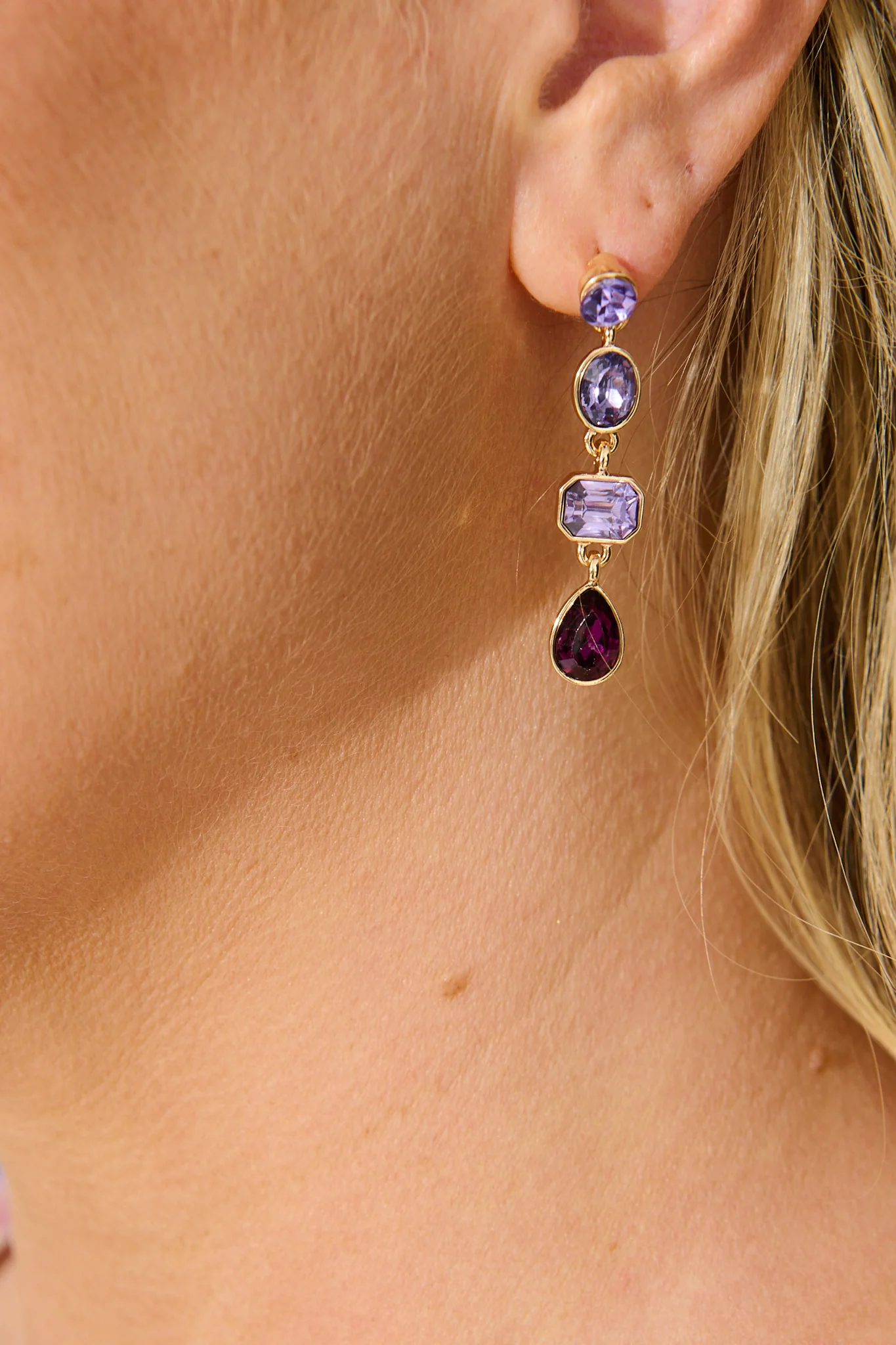 Lisa Drop Earrings In Multi Purple