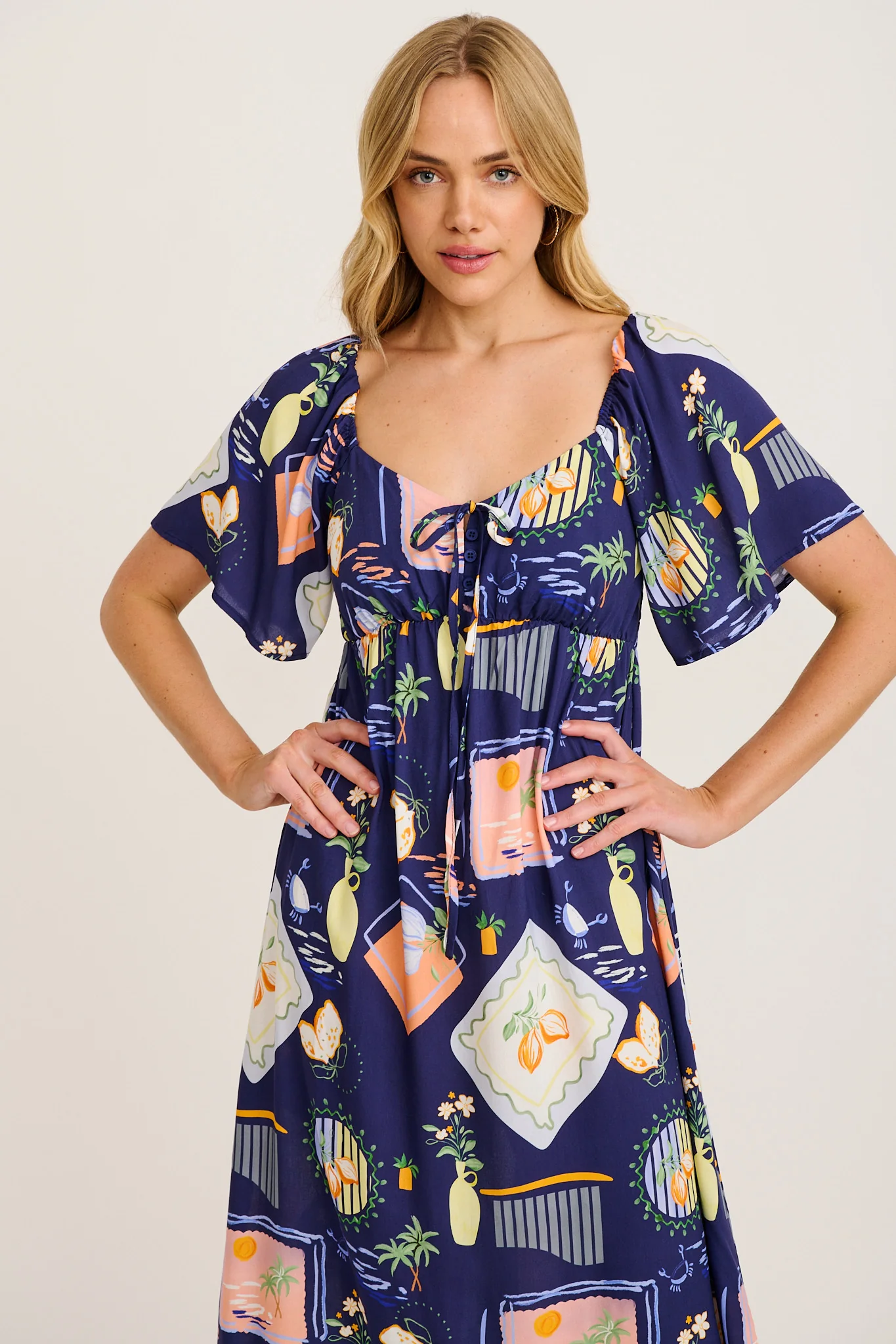 Livia Maxi Dress in Navy Multi Print - Image 6