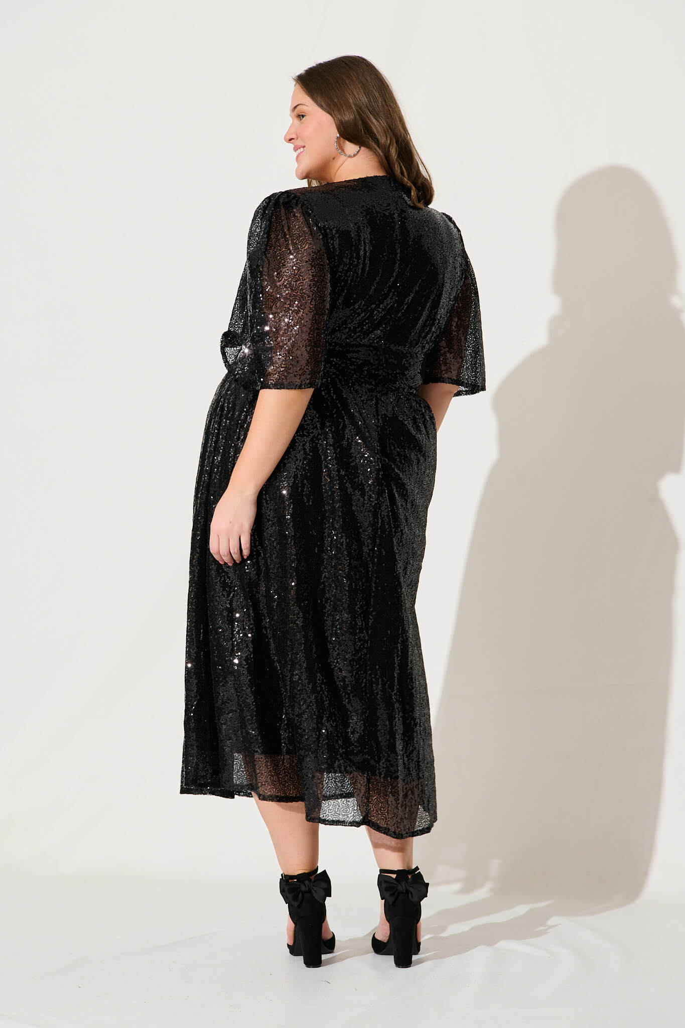 Livorno Midi Dress In Black Sequin - Image 8