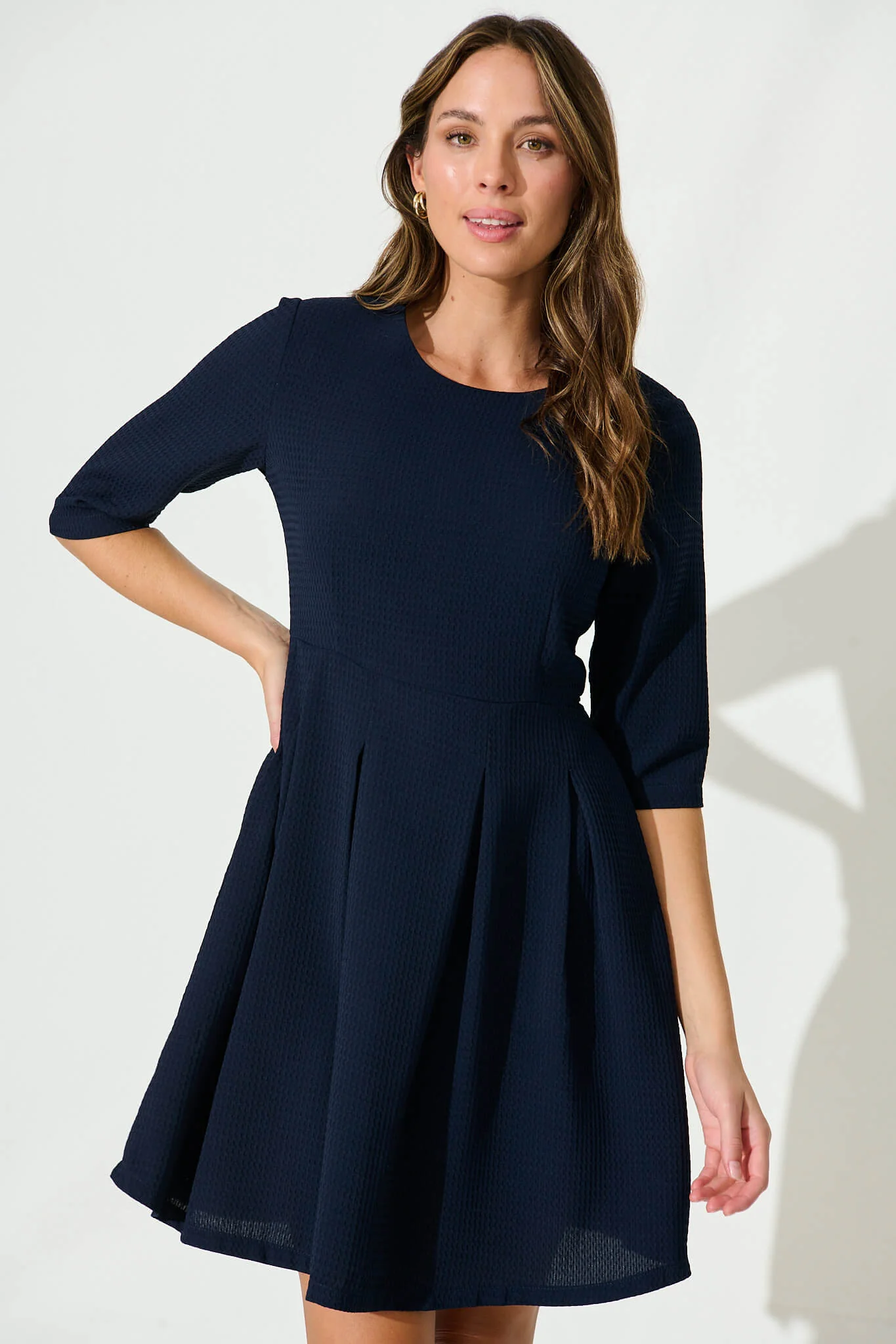 Lizbeth Dress In Textured Navy - Image 2