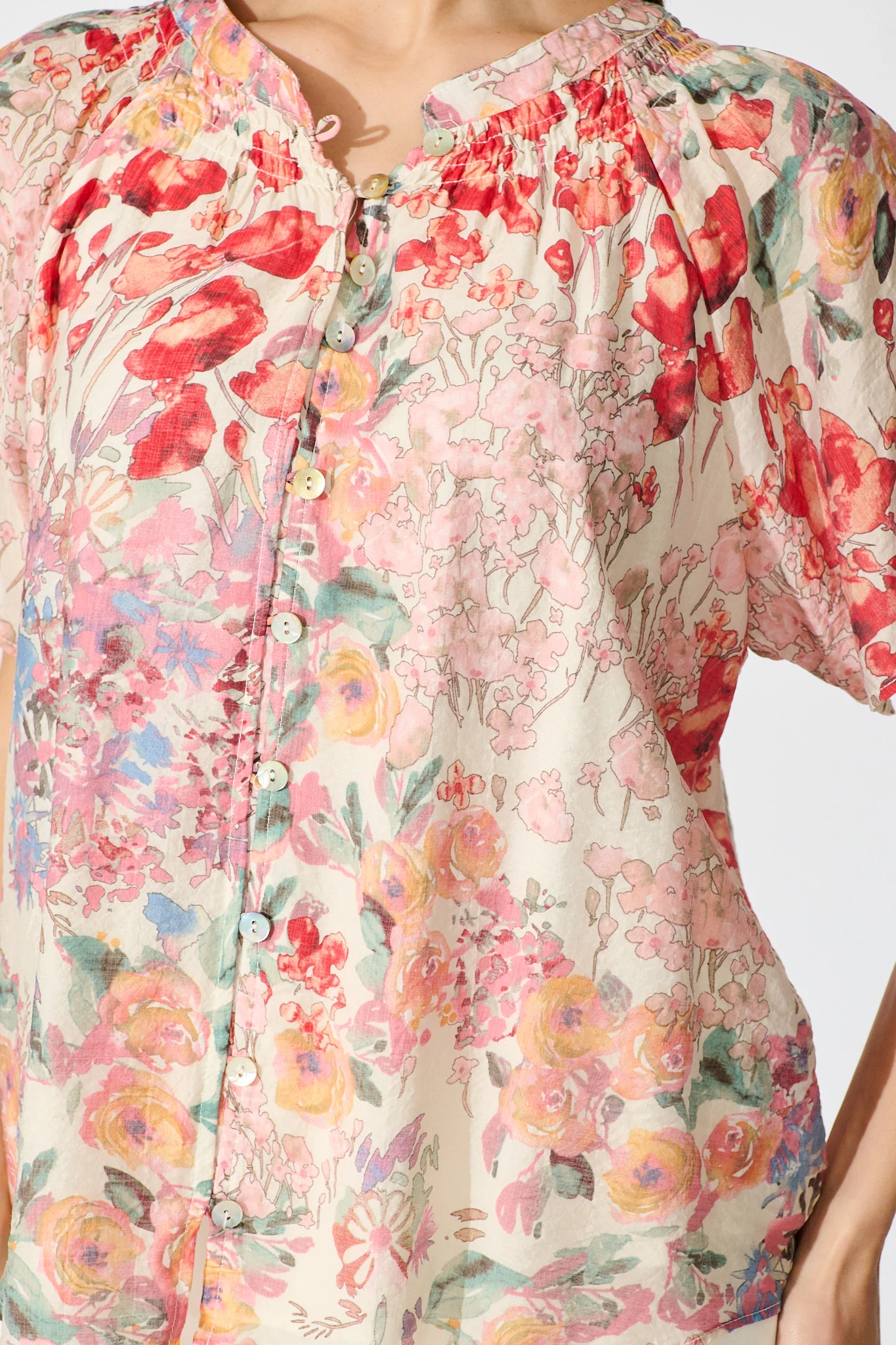 Lombard Top in Red and Multi Floral - Image 6