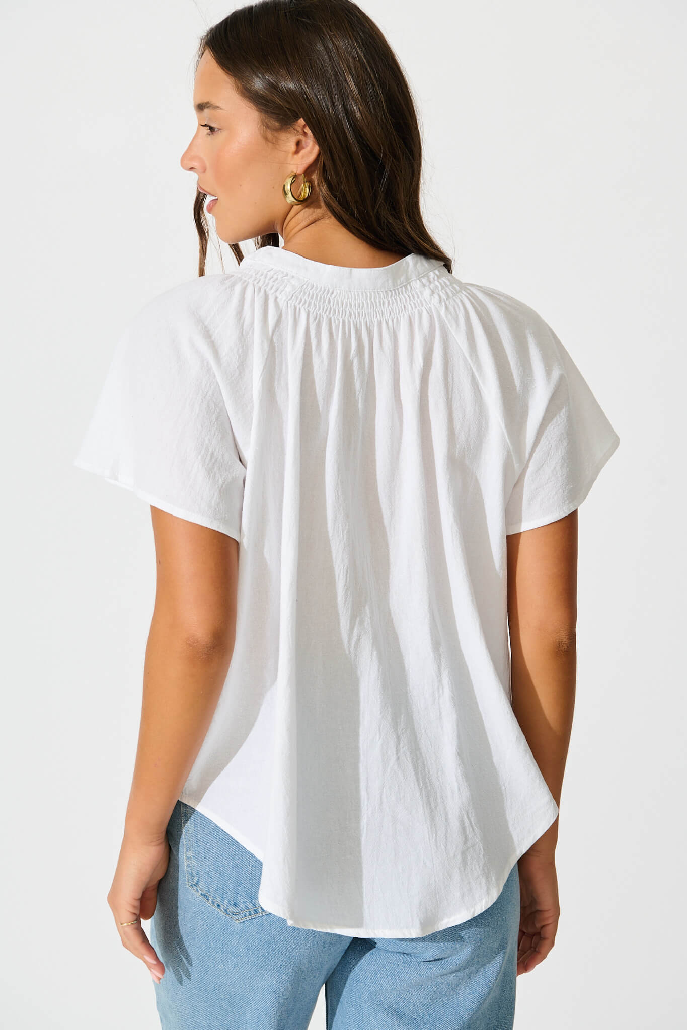 Lombard Top in White Cotton Linen - Image 6