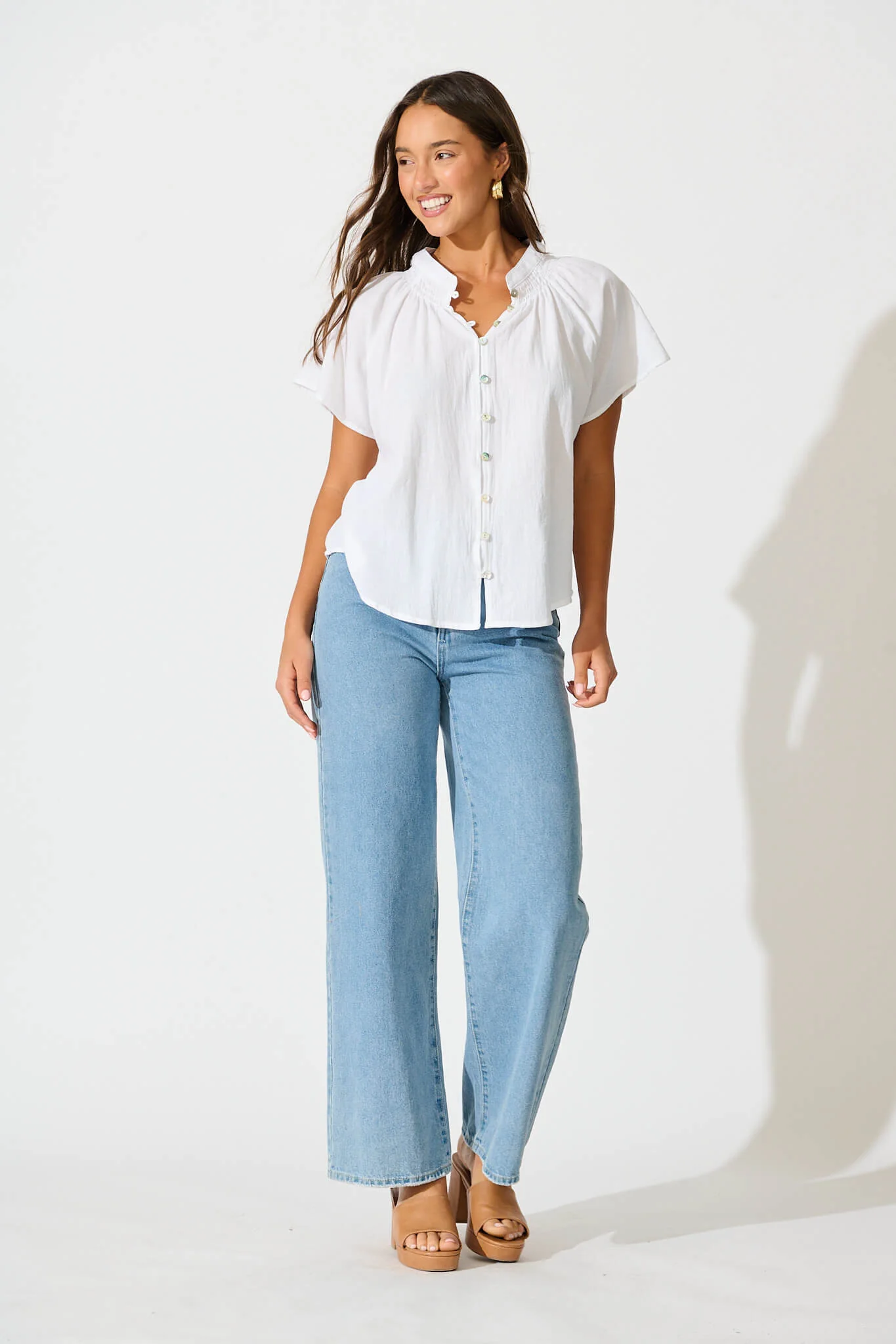 Lombard Top in White Cotton Linen - Image 7