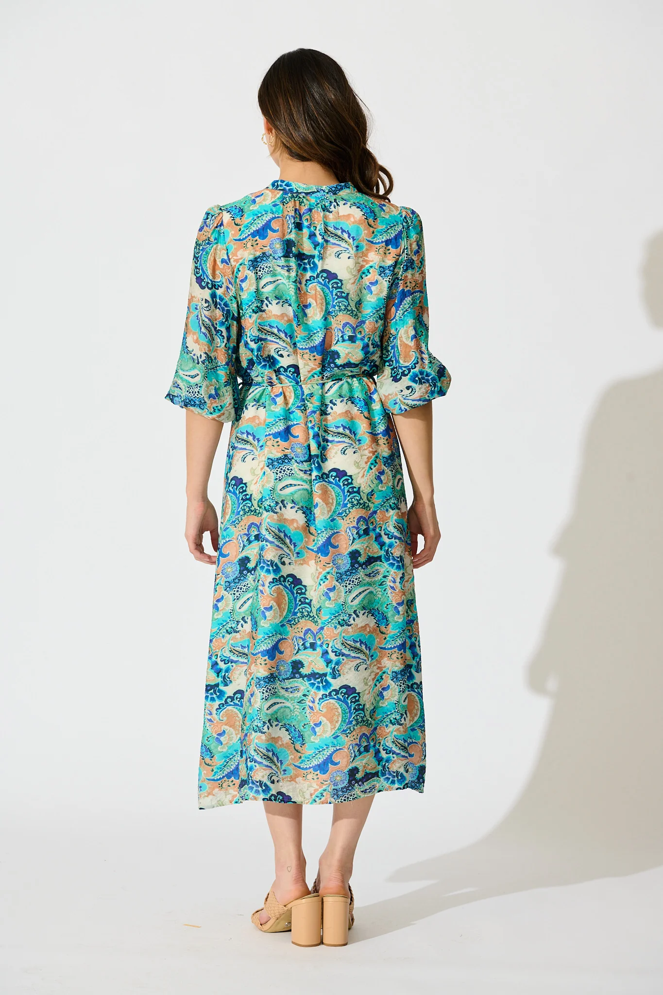 Lonnie Midi Dress in Green with Multi Print - Image 4