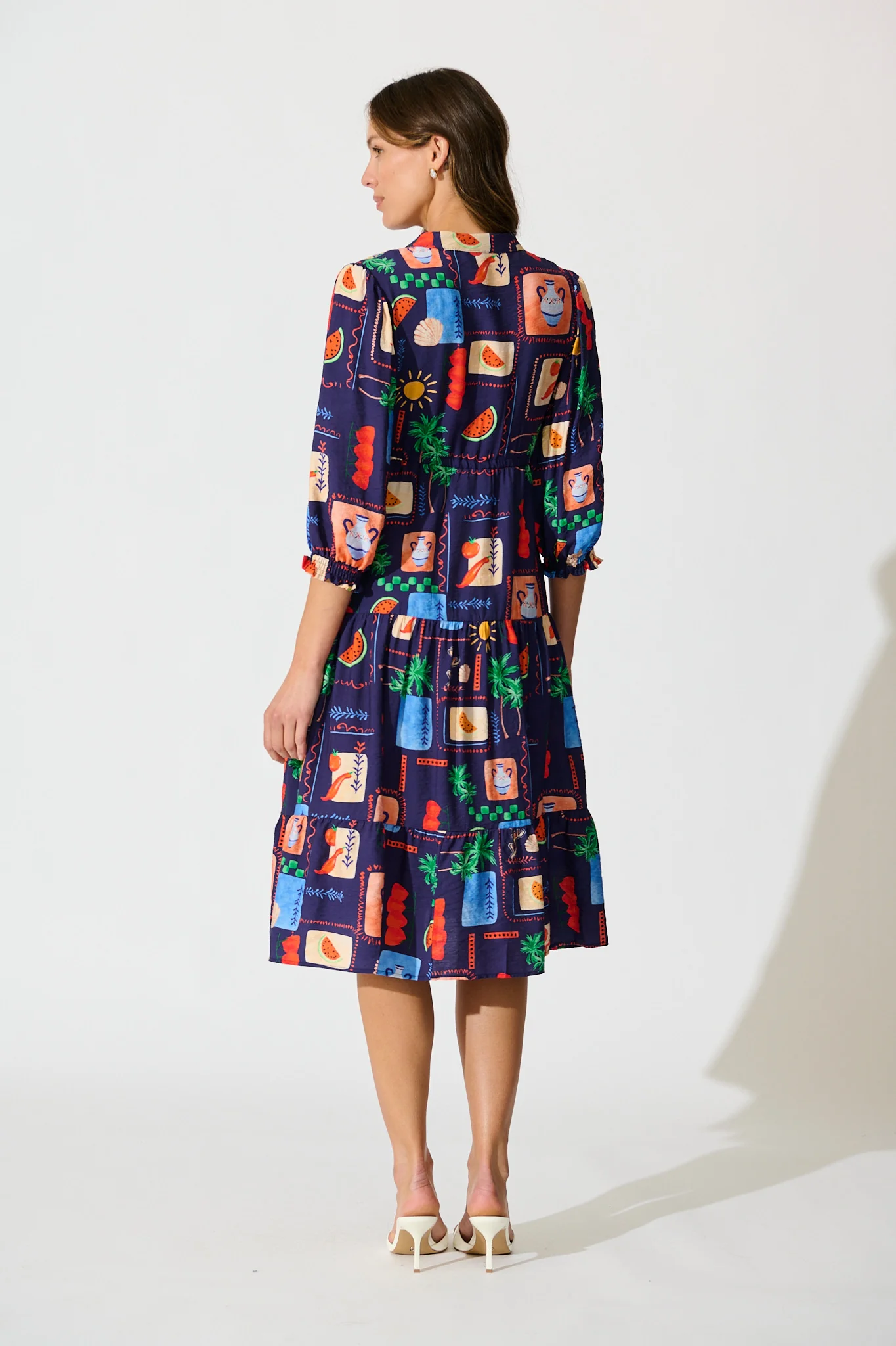 Louisana Midi Dress in Navy Multi Print - Image 4