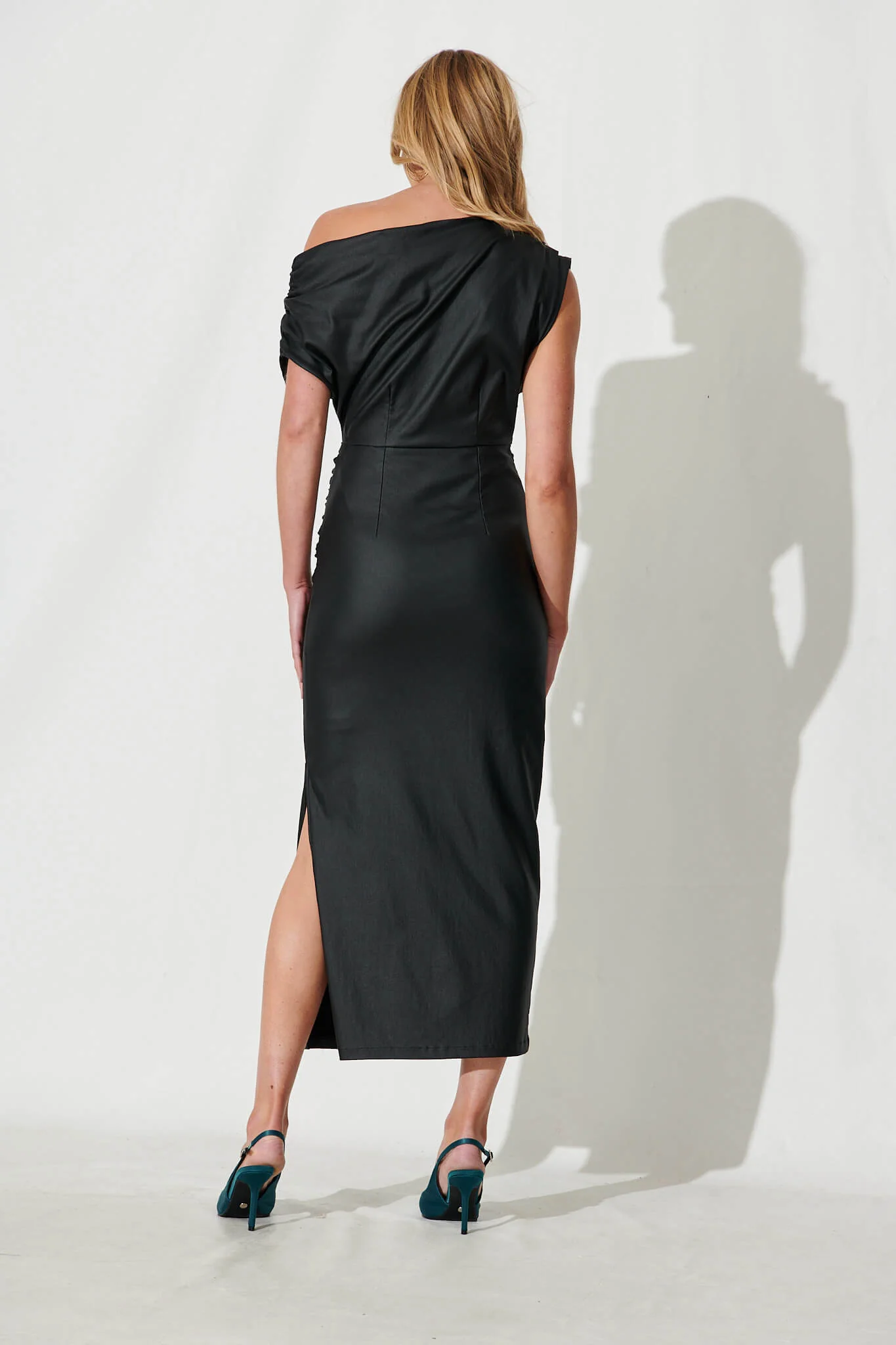 Lovato Maxi Dress In Black Leatherette - Image 5