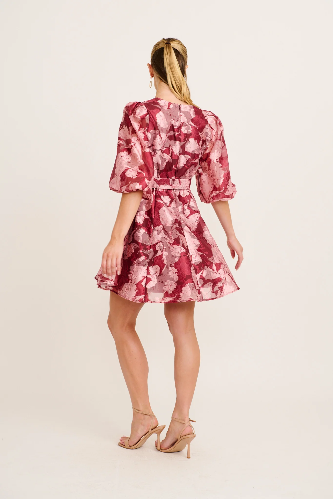 Love Emotions Dress in Wine Floral Organza - Image 4