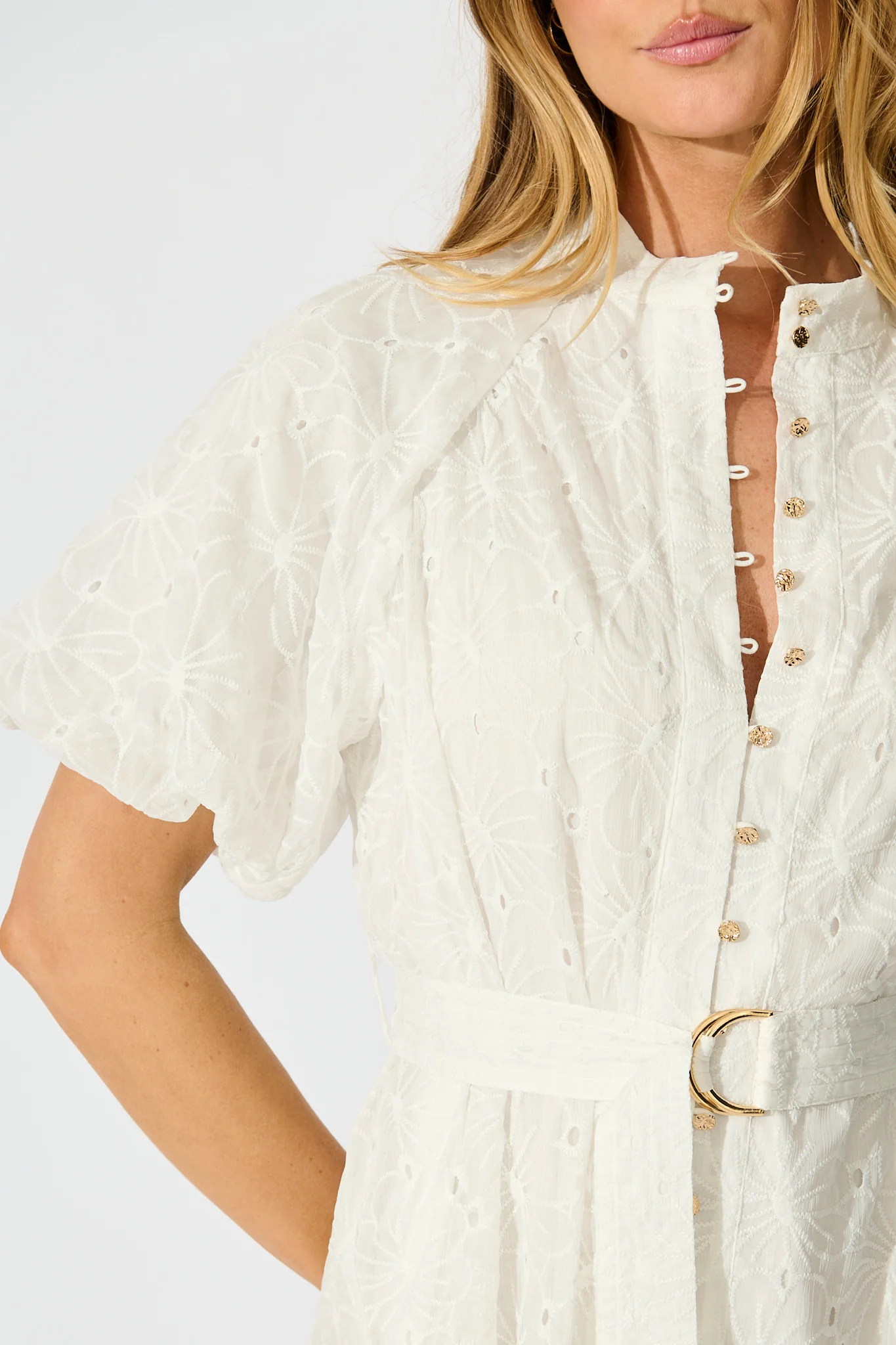 Love Letter Dress in White Floral Broderie - Image 10