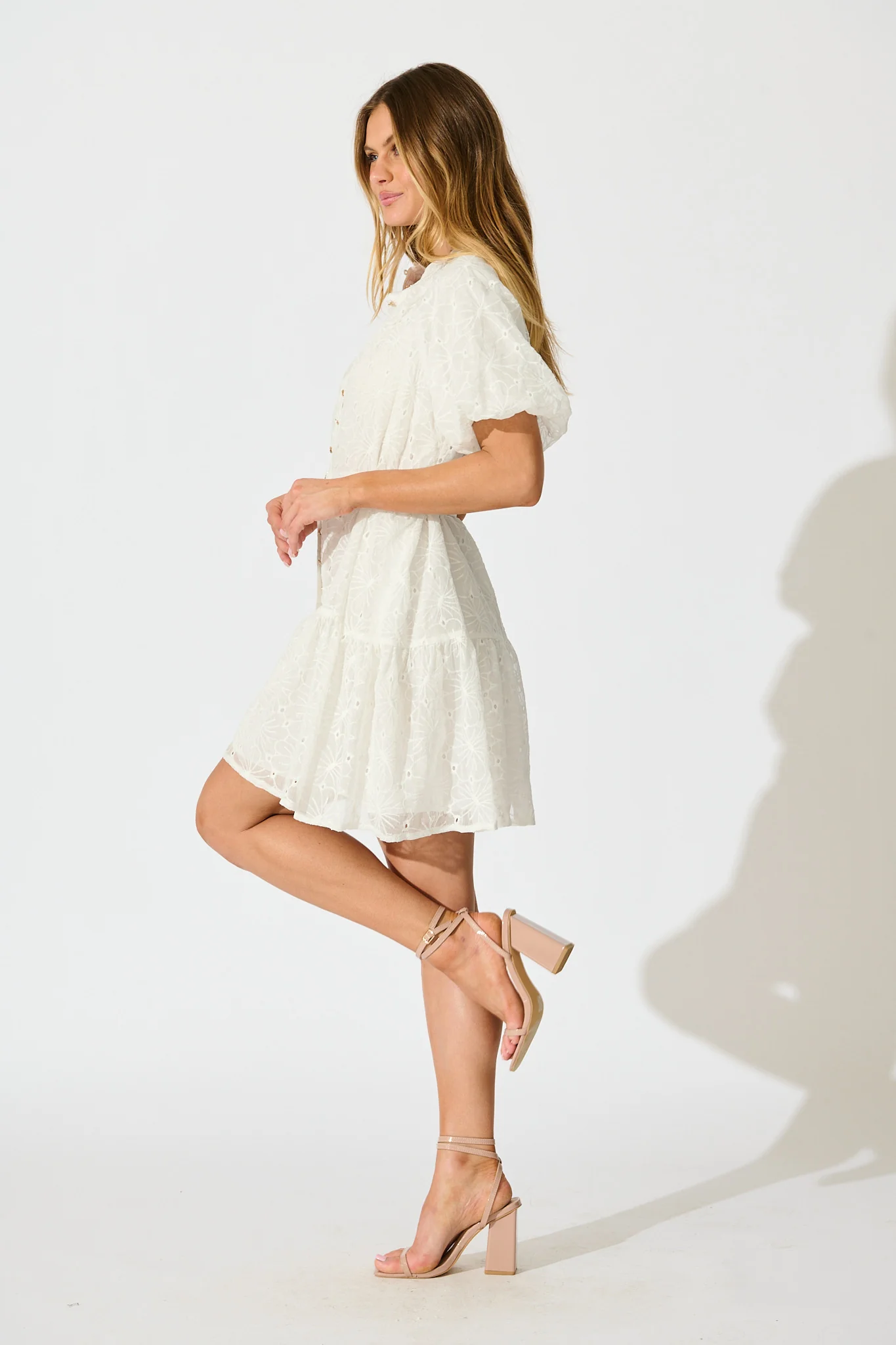 Love Letter Dress in White Floral Broderie - Image 8