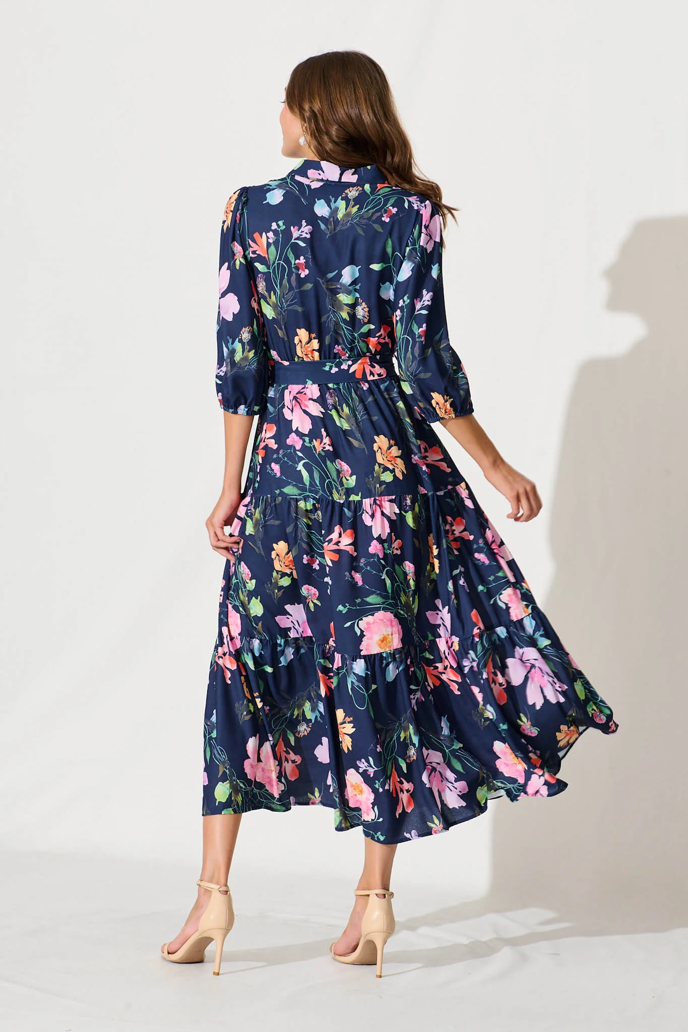 Love Song Maxi Dress In Navy With Multi Floral Print - Image 4