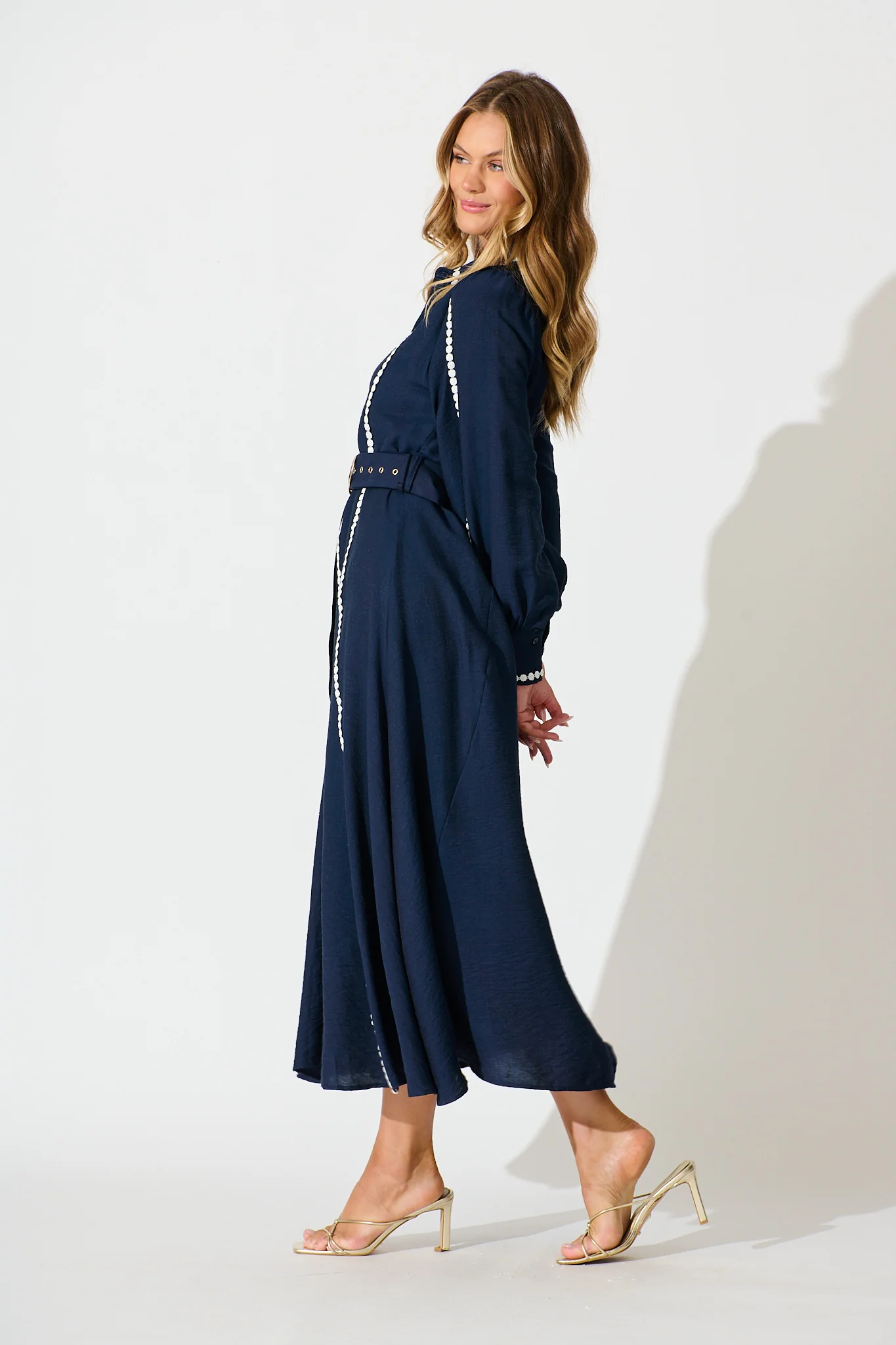 Lovingly Maxi Shirt Dress in Navy - Image 6