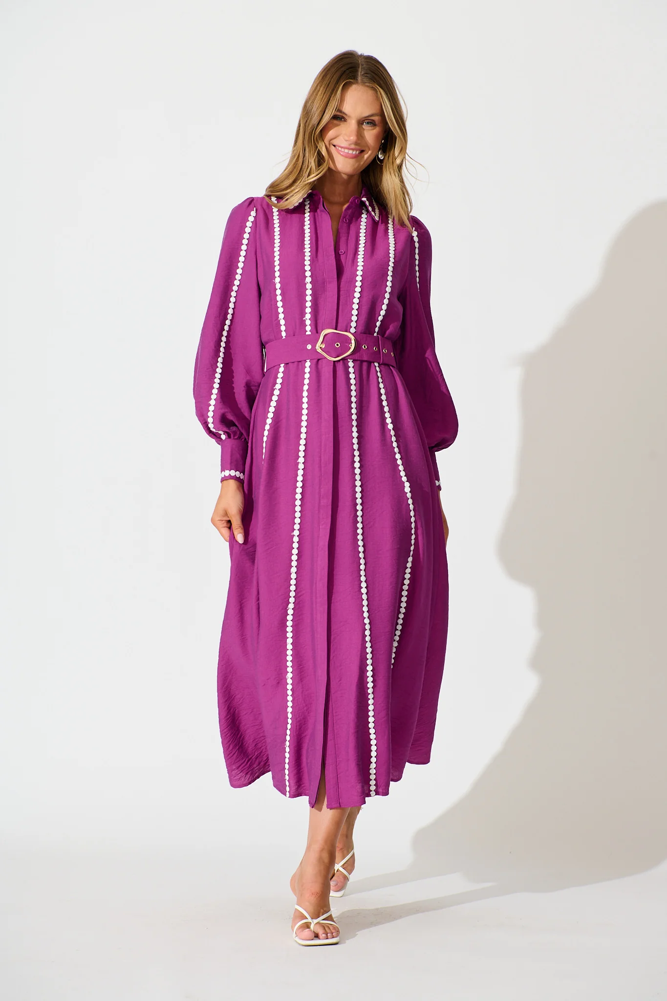 Lovingly Maxi Shirt Dress in Plum - Image 2