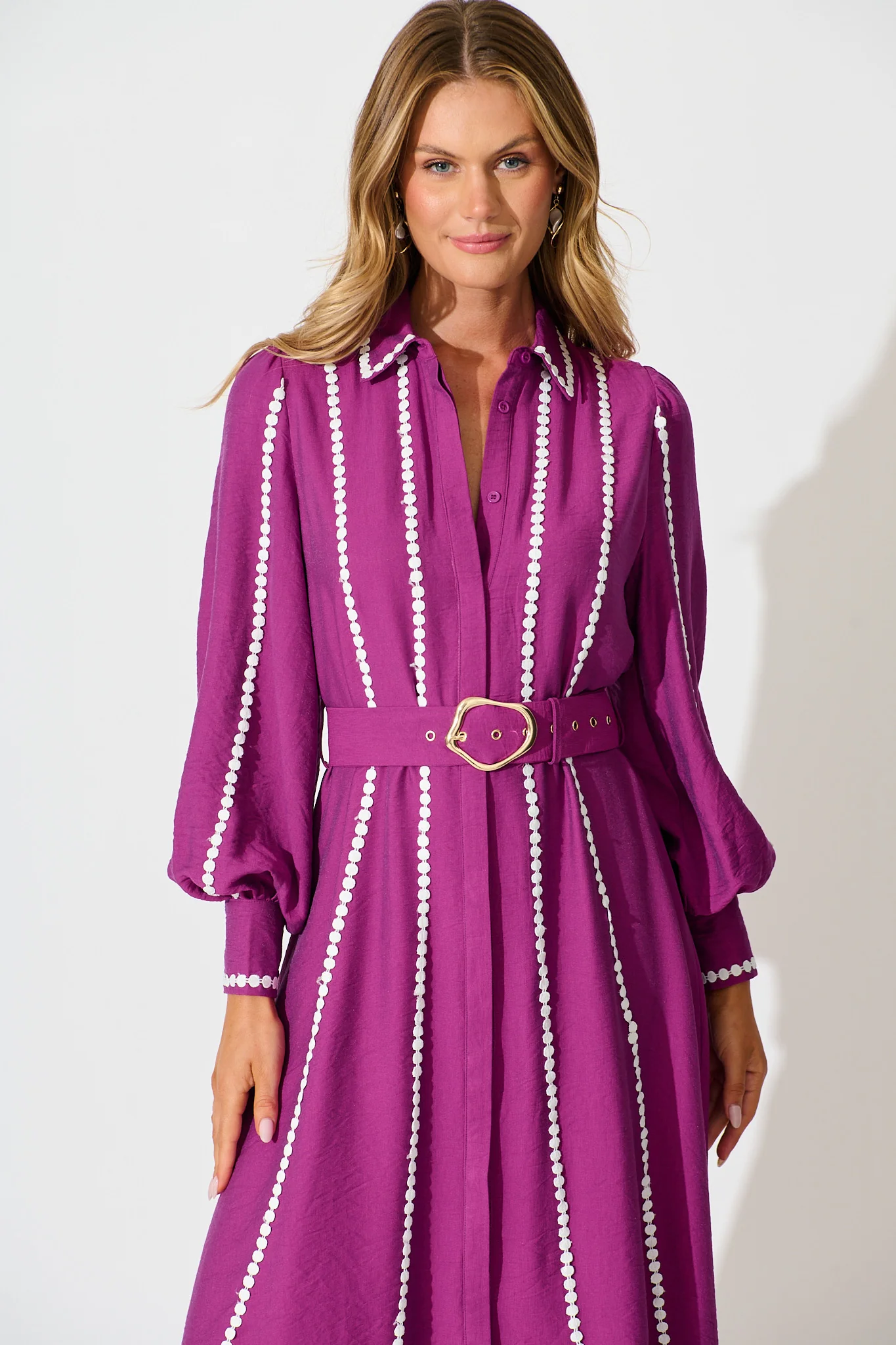 Lovingly Maxi Shirt Dress in Plum - Image 5