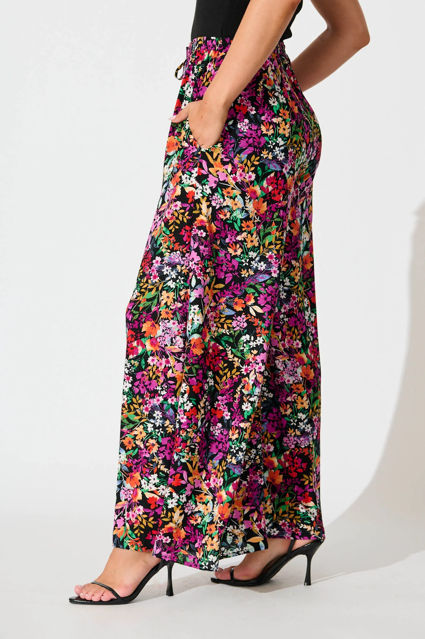 Lucia Pant In Black Multi Floral - Image 2