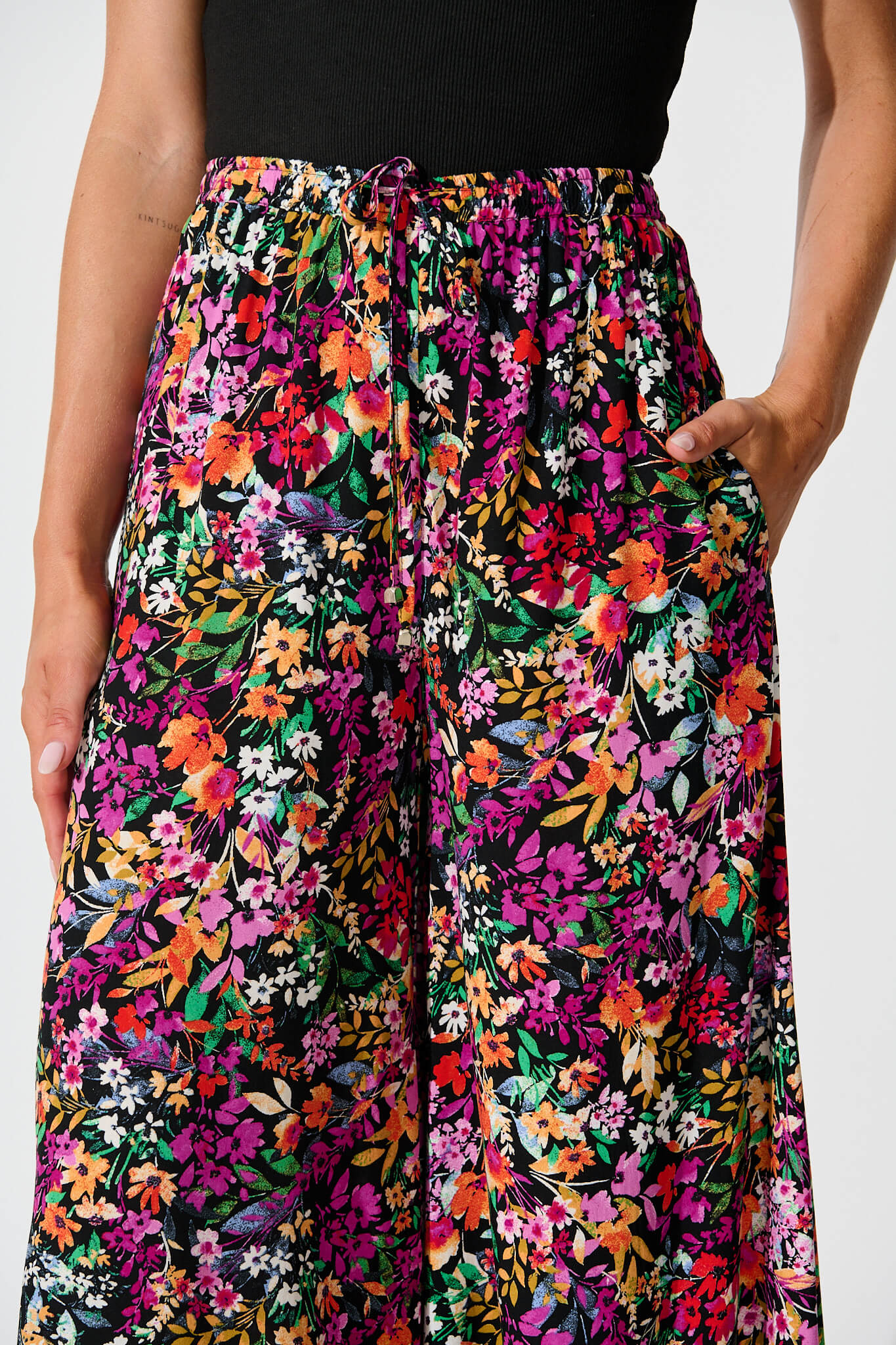 Lucia Pant In Black Multi Floral - Image 5