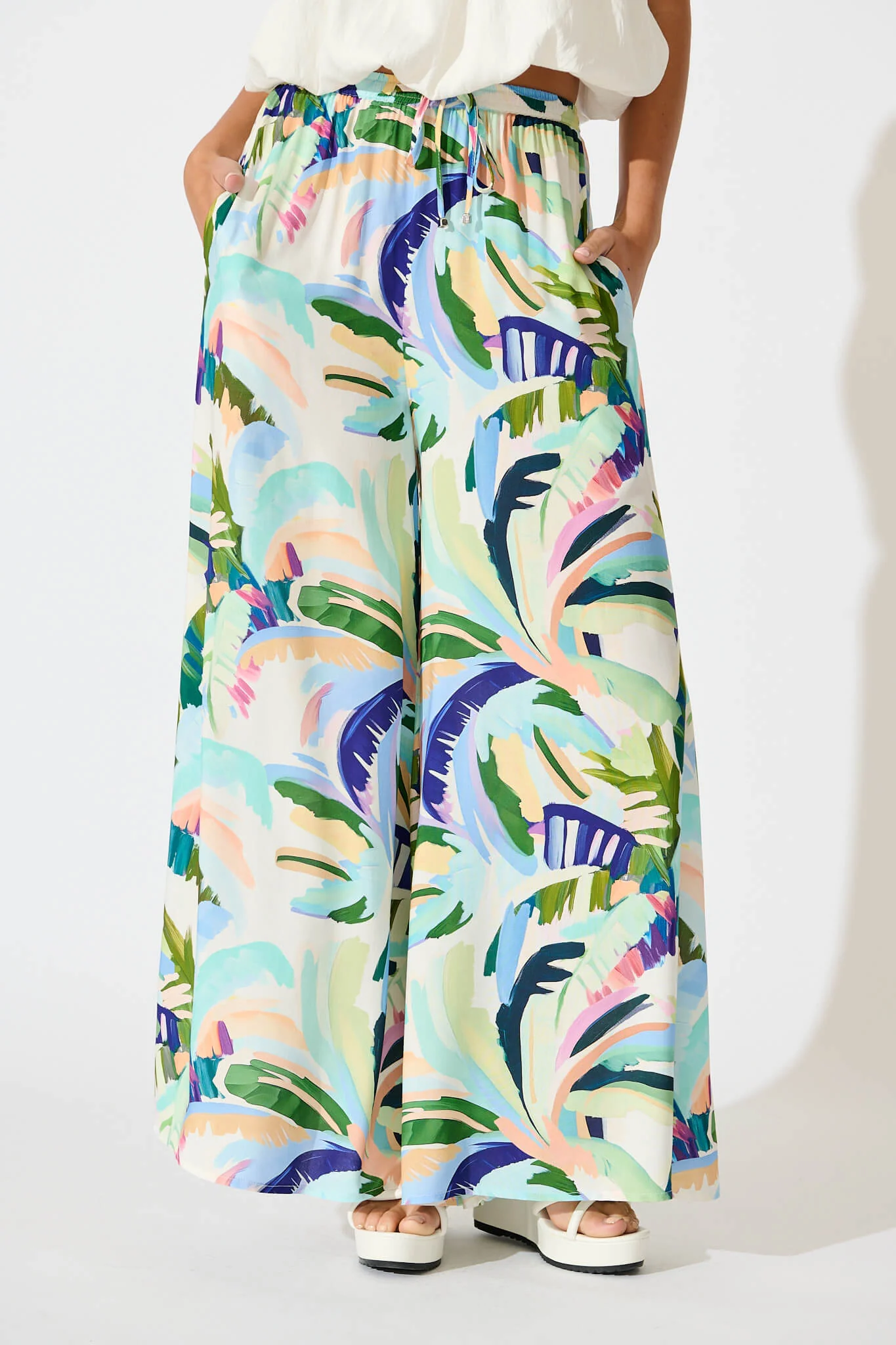 Lucia Pant in Multi Green Print - Image 2