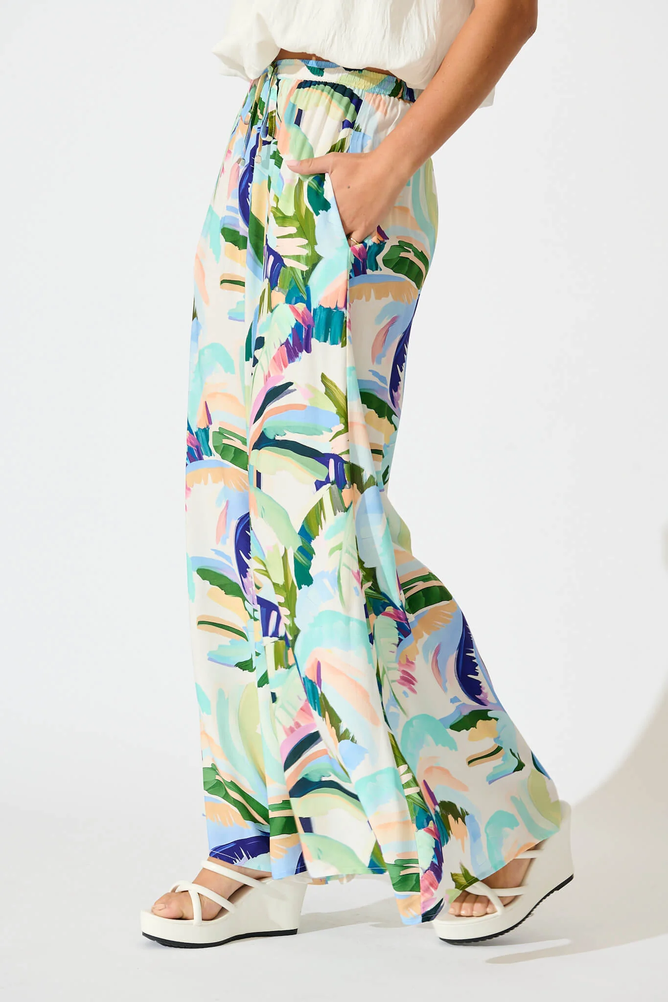 Lucia Pant in Multi Green Print - Image 5